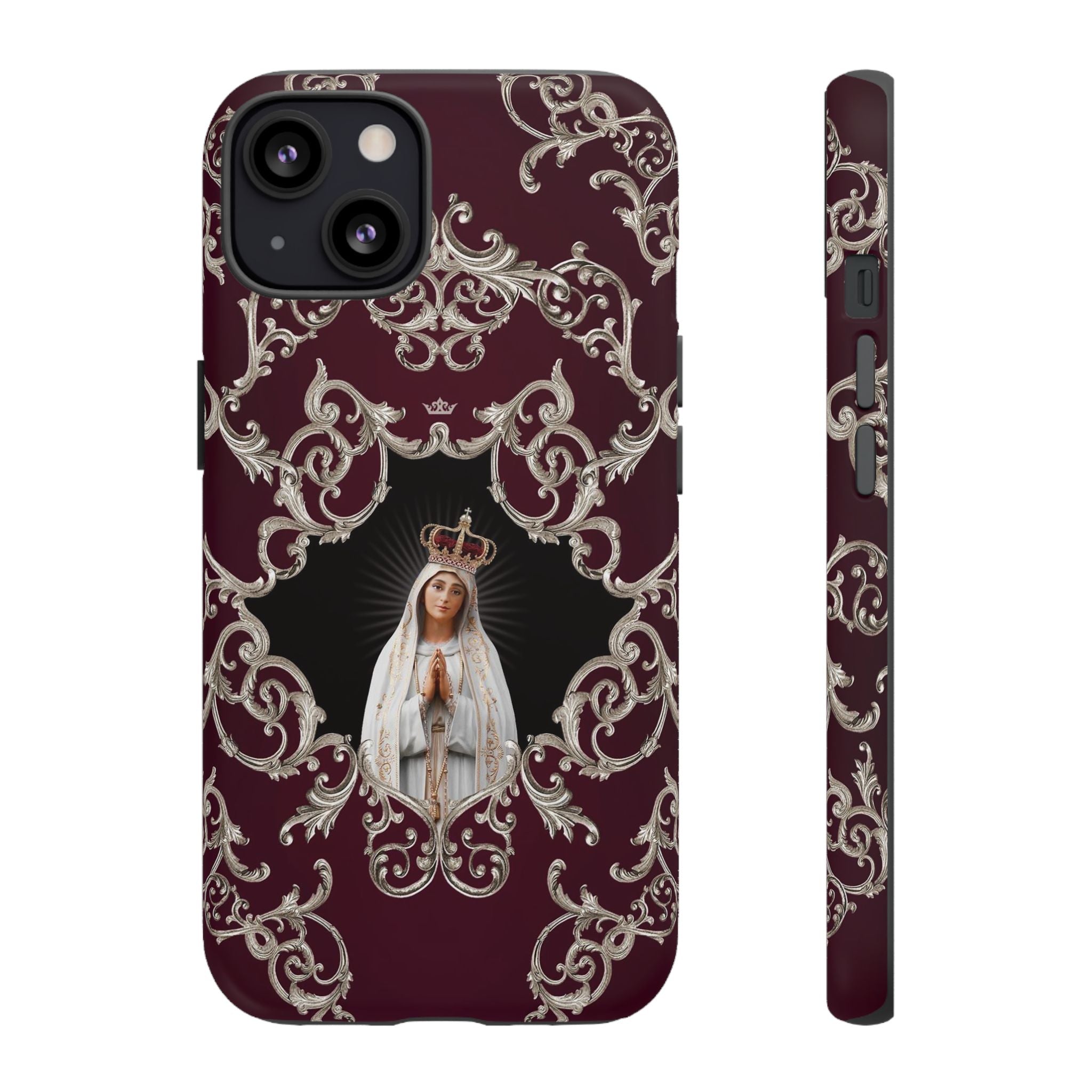 Our Lady of Fatima Hard Phone Case (Baroque Mahogany)