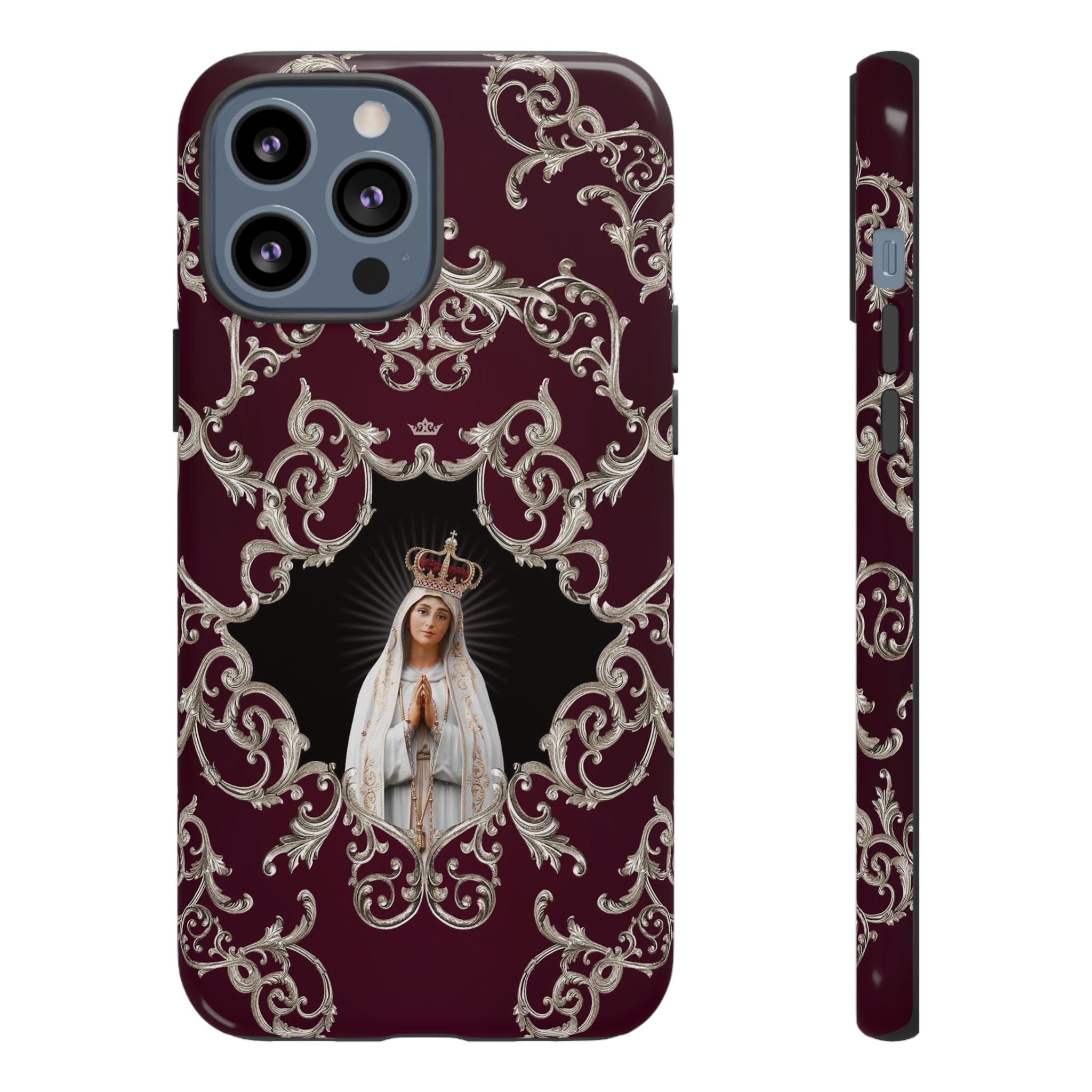 Our Lady of Fatima Hard Phone Case (Baroque Mahogany)