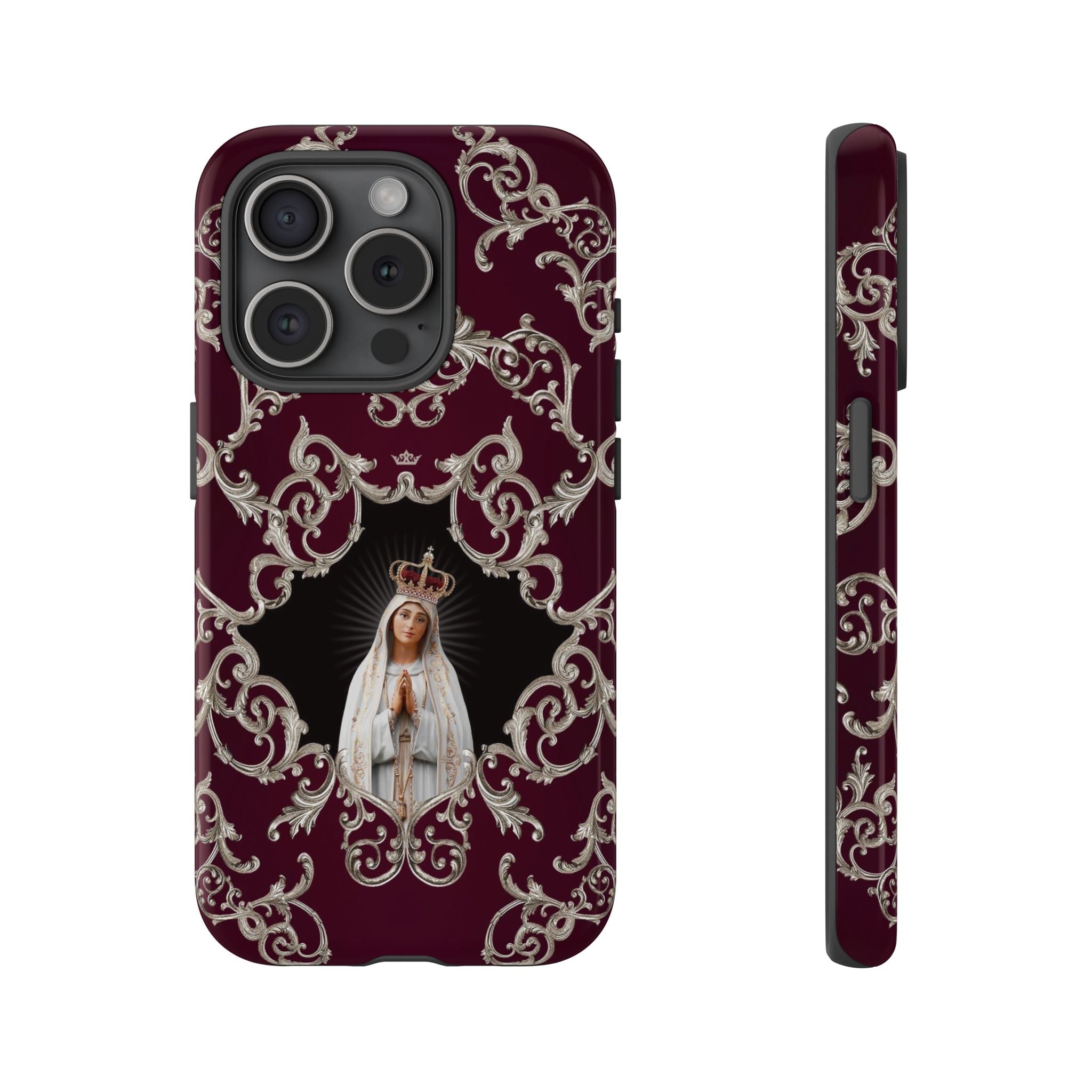 Our Lady of Fatima Hard Phone Case (Baroque Mahogany)