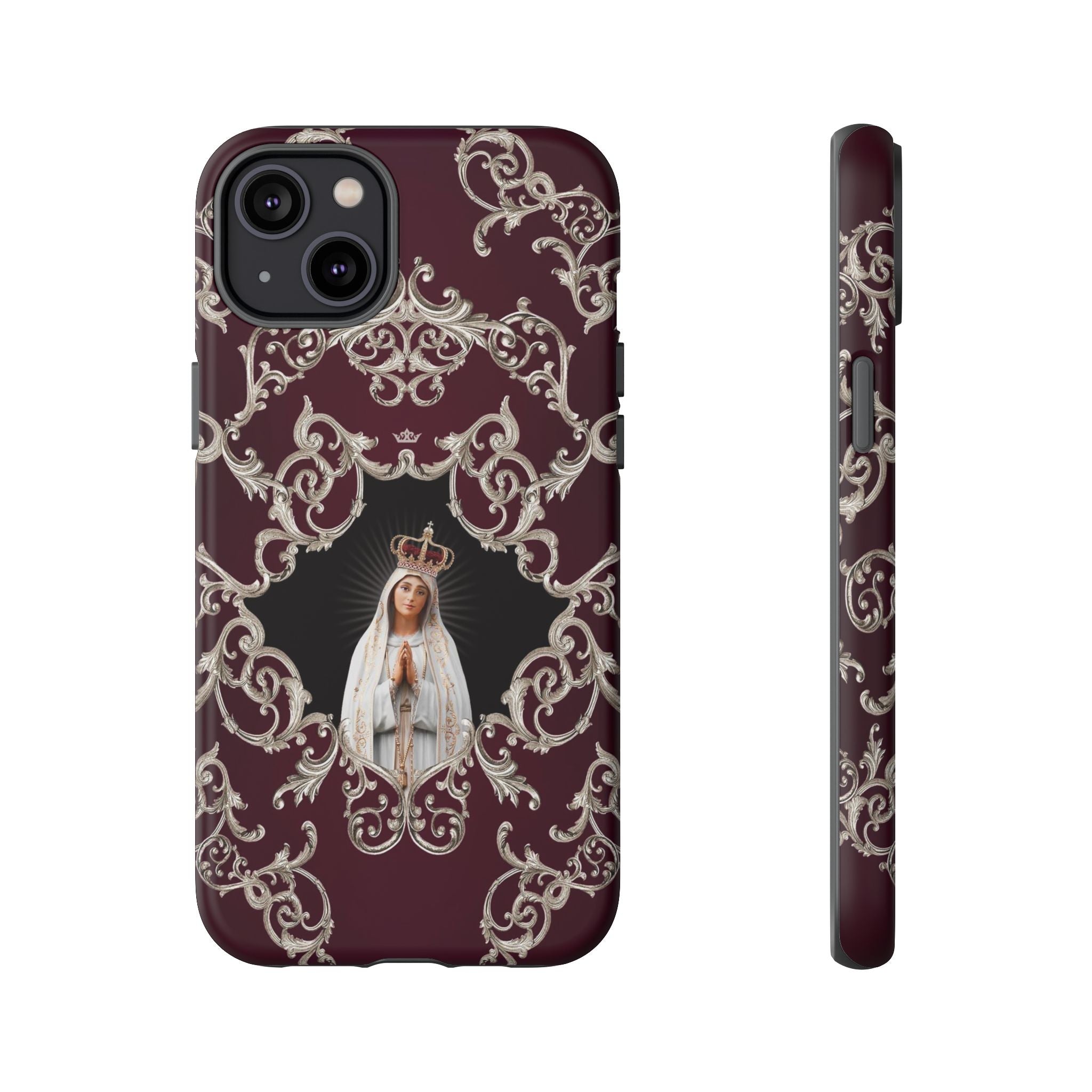 Our Lady of Fatima Hard Phone Case (Baroque Mahogany)