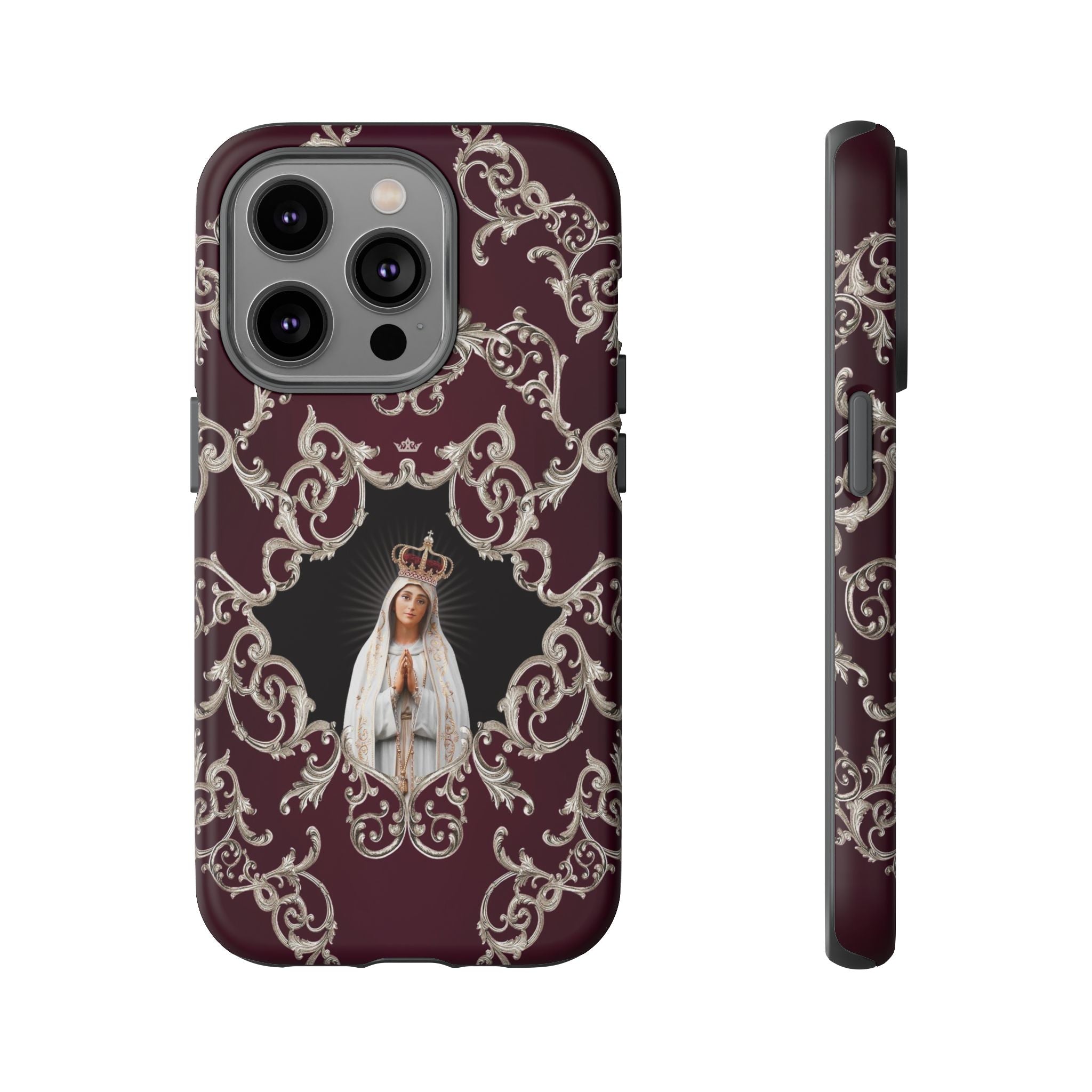 Our Lady of Fatima Hard Phone Case (Baroque Mahogany)