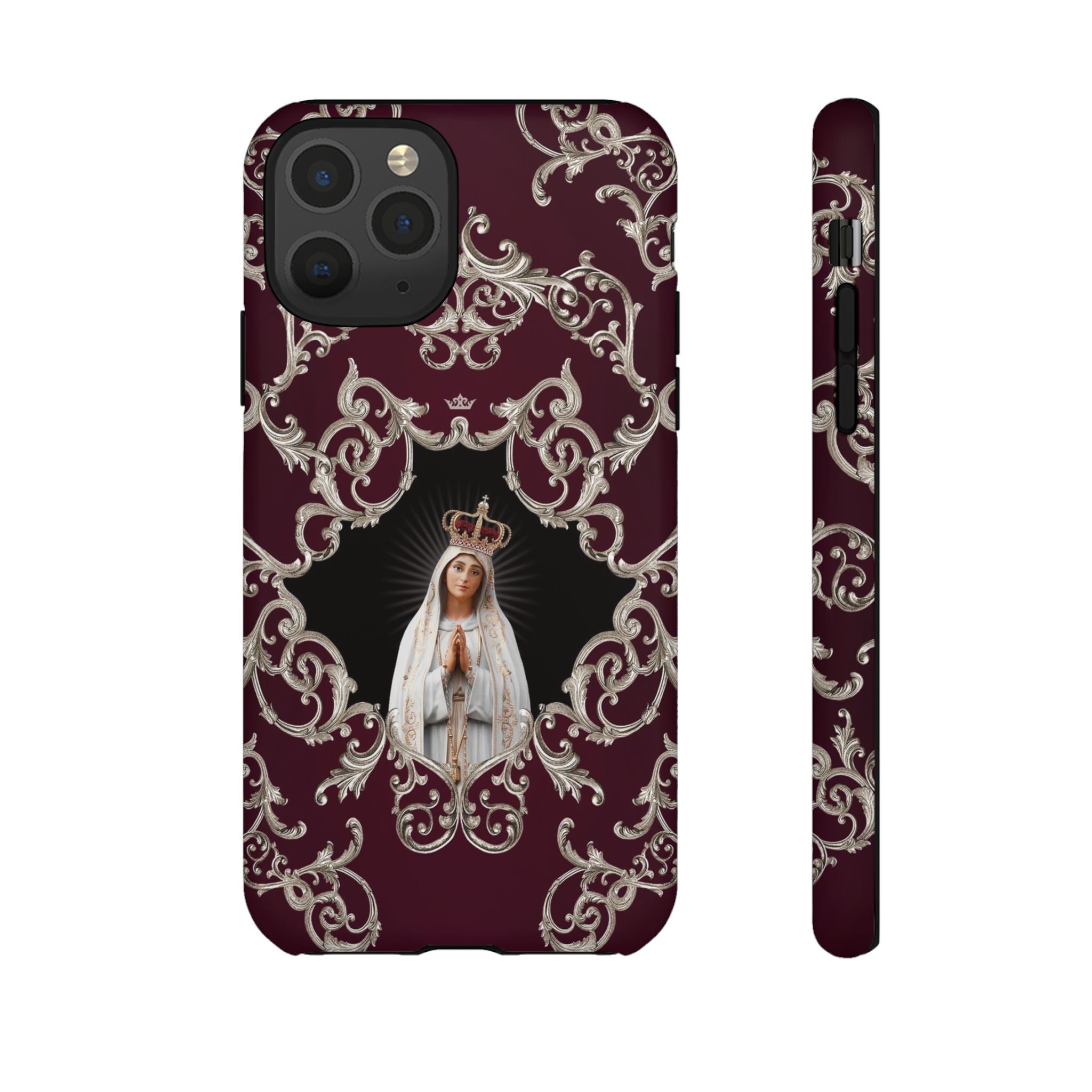 Our Lady of Fatima Hard Phone Case (Baroque Mahogany)