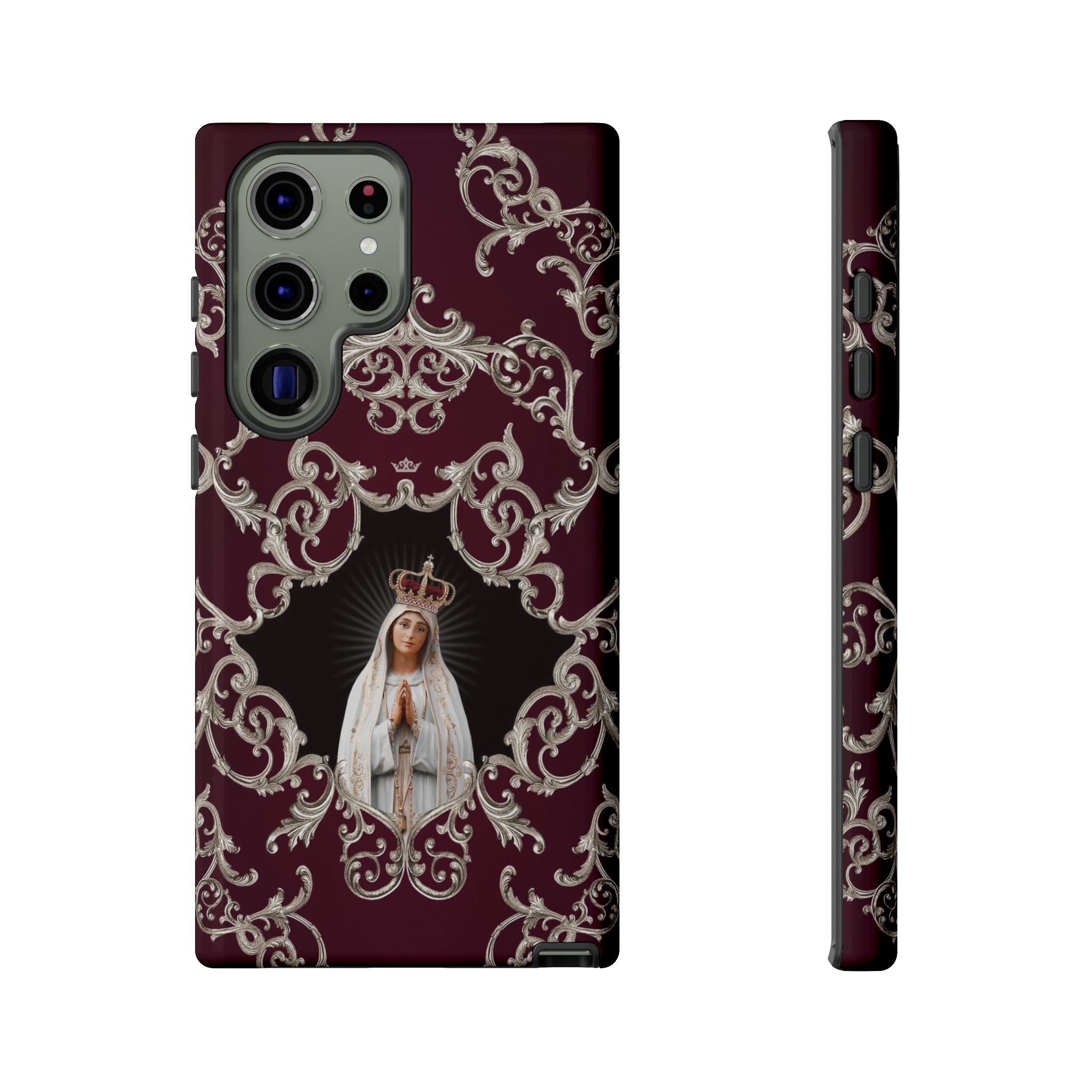 Our Lady of Fatima Hard Phone Case (Baroque Mahogany)