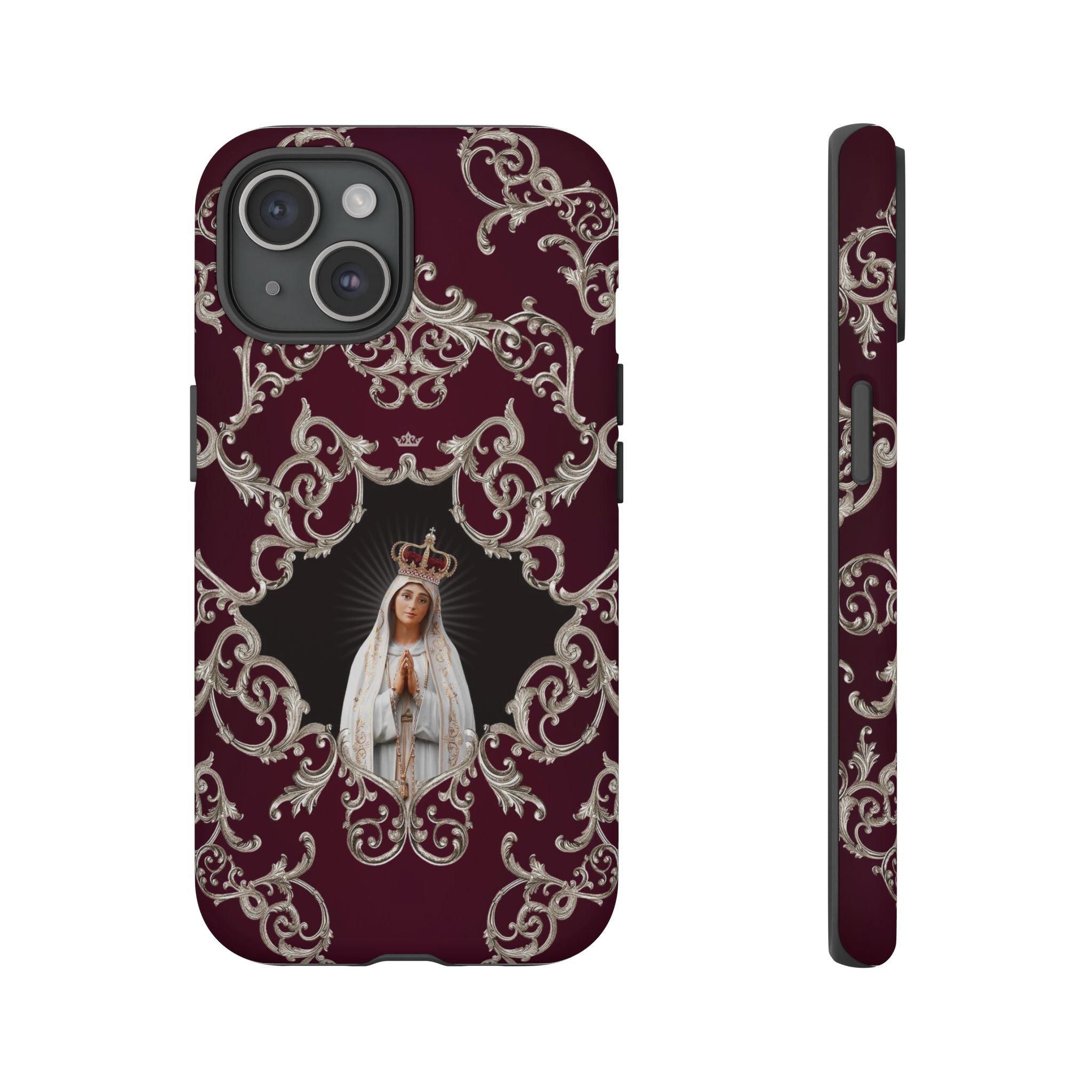 Our Lady of Fatima Hard Phone Case (Baroque Mahogany)