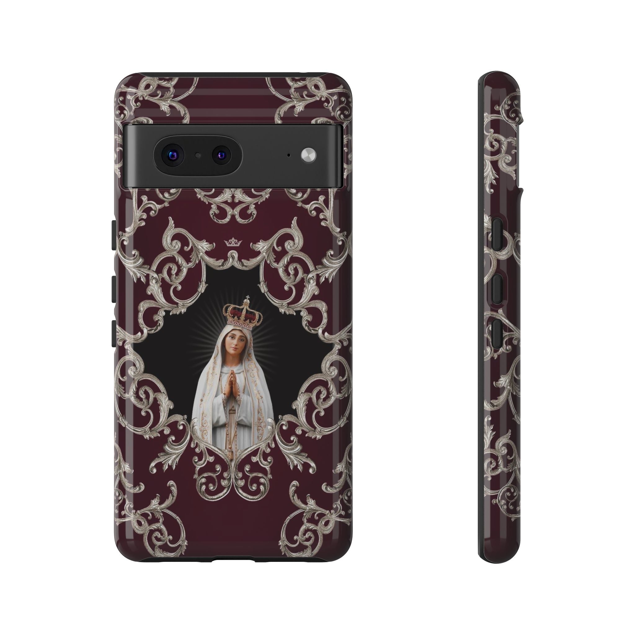 Our Lady of Fatima Hard Phone Case (Baroque Mahogany)