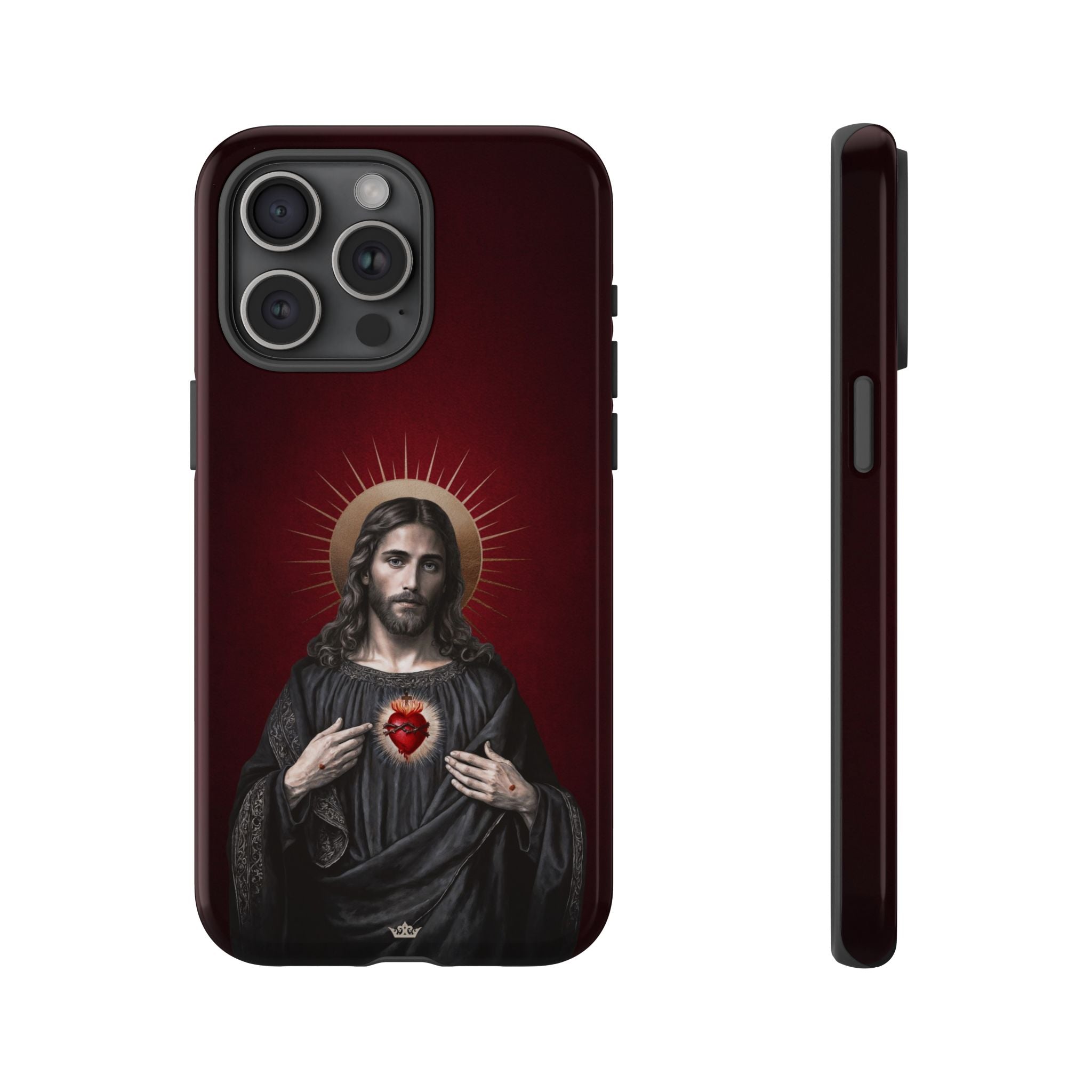 Sacred Heart of Jesus Hard Phone Case (Vintage Garnet)