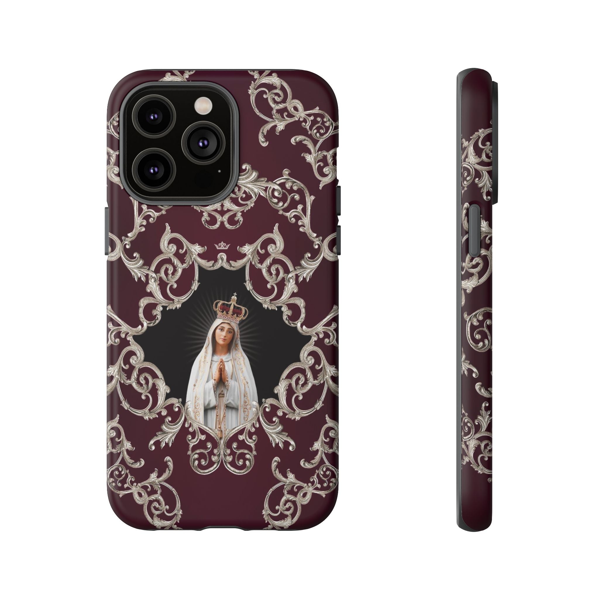 Our Lady of Fatima Hard Phone Case (Baroque Mahogany)