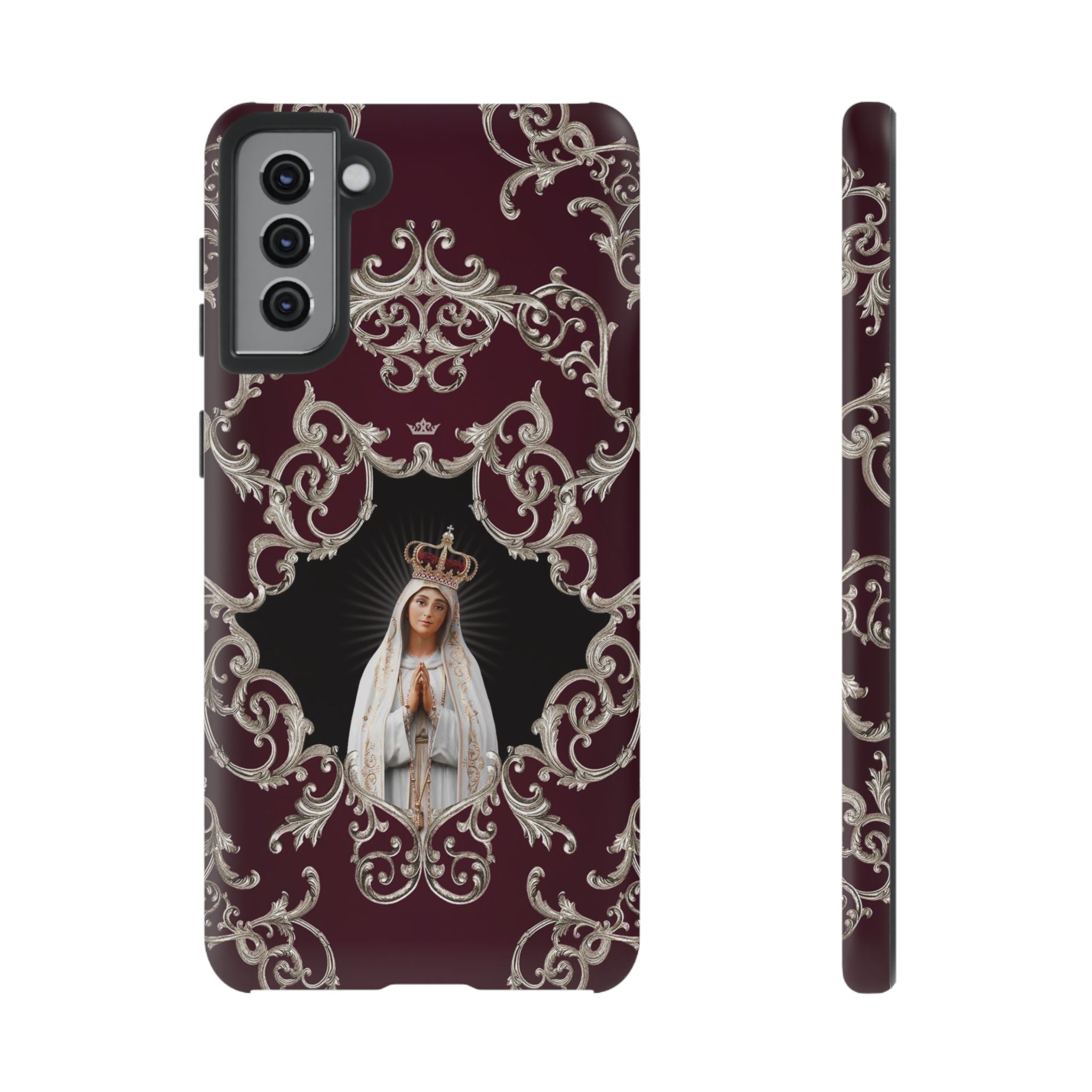 Our Lady of Fatima Hard Phone Case (Baroque Mahogany)