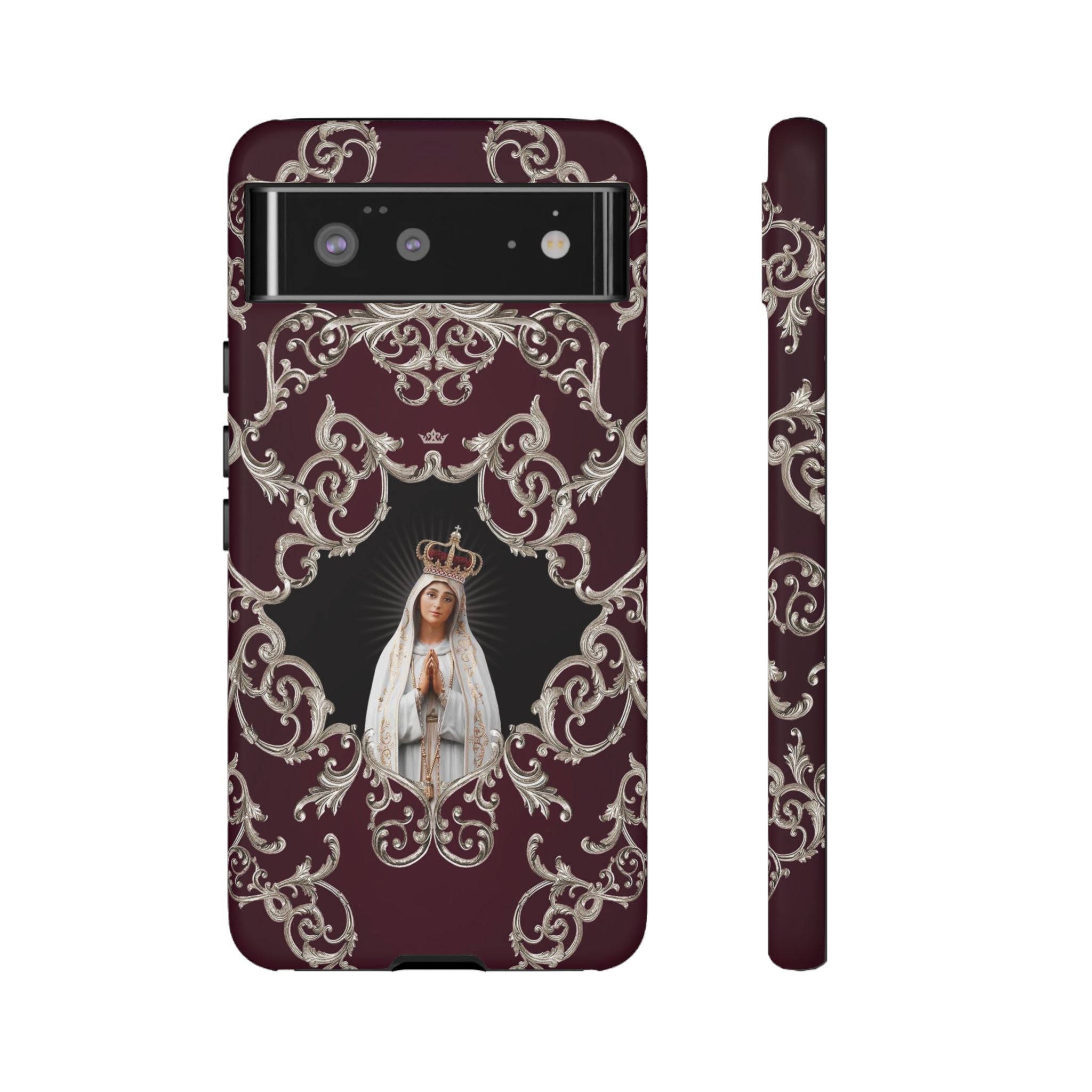 Our Lady of Fatima Hard Phone Case (Baroque Mahogany)