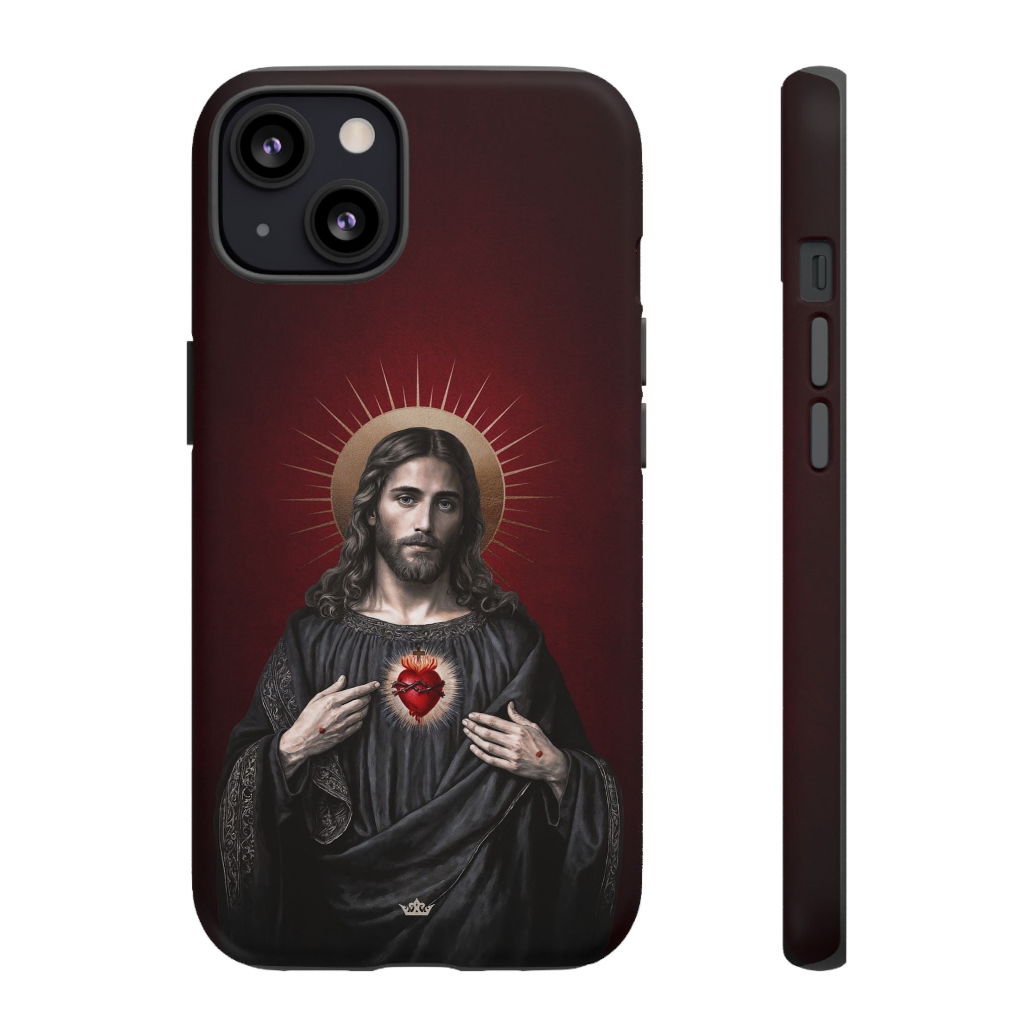 Sacred Heart of Jesus Hard Phone Case (Vintage Garnet)