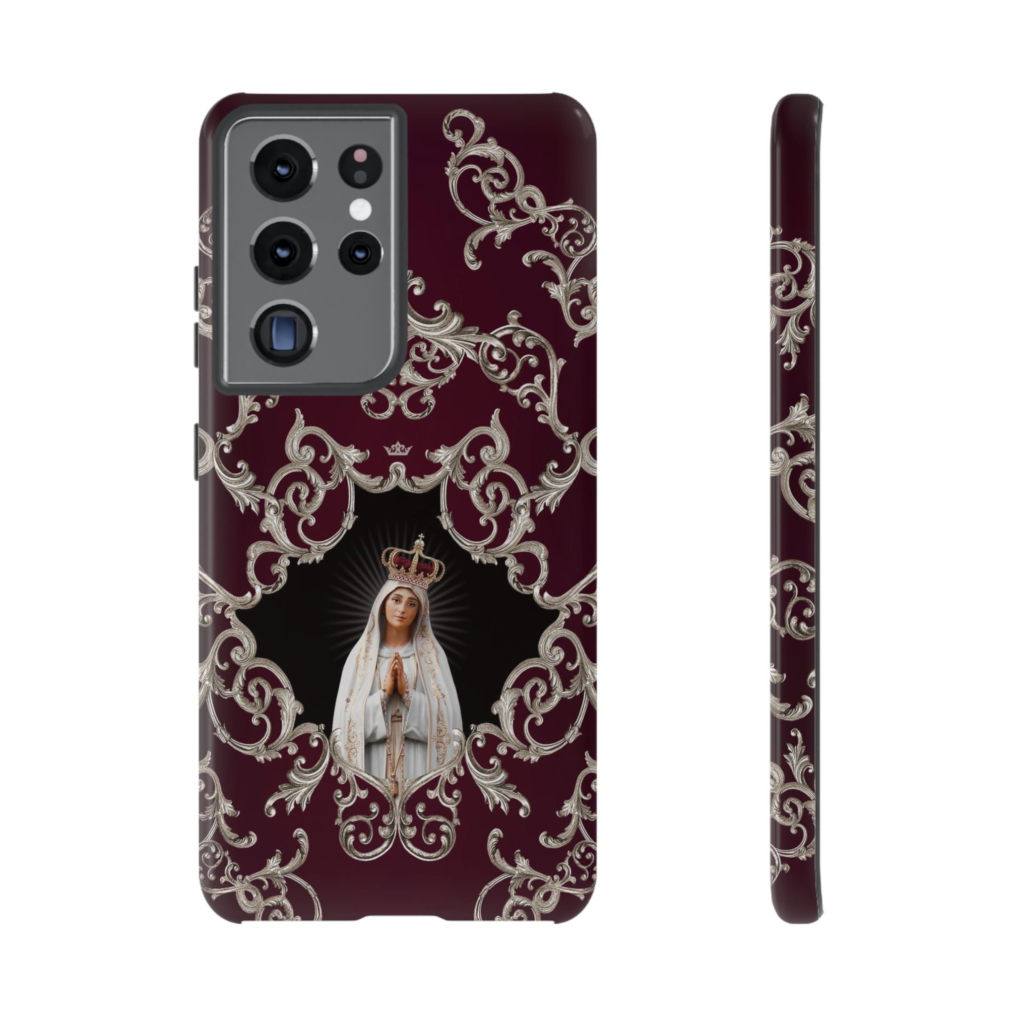 Our Lady of Fatima Hard Phone Case (Baroque Mahogany)