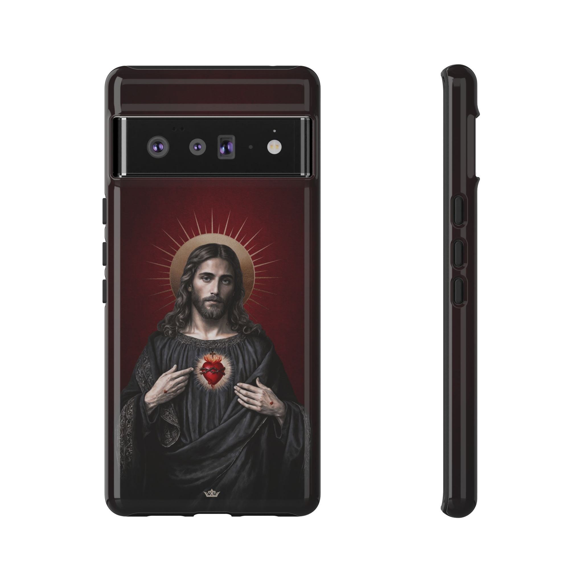 Sacred Heart of Jesus Hard Phone Case (Vintage Garnet)