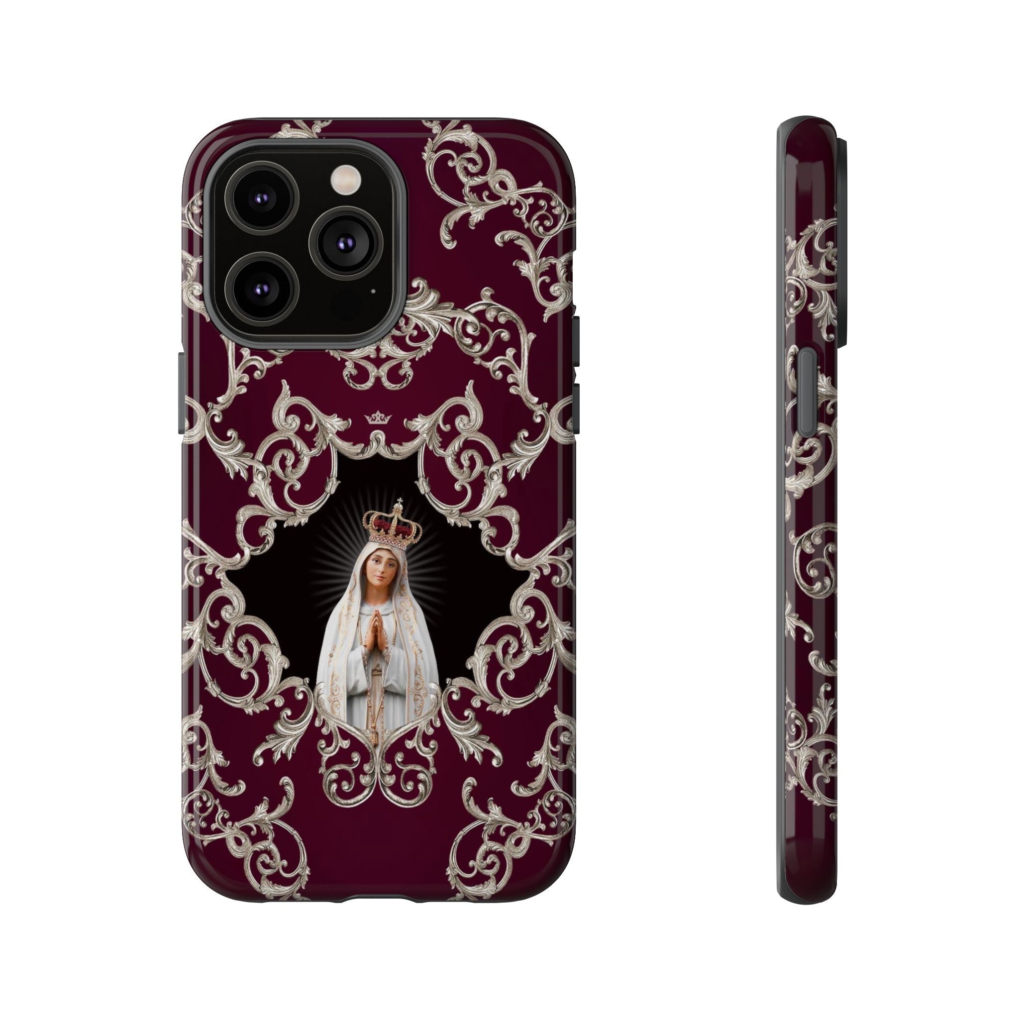 Our Lady of Fatima Hard Phone Case (Baroque Mahogany)