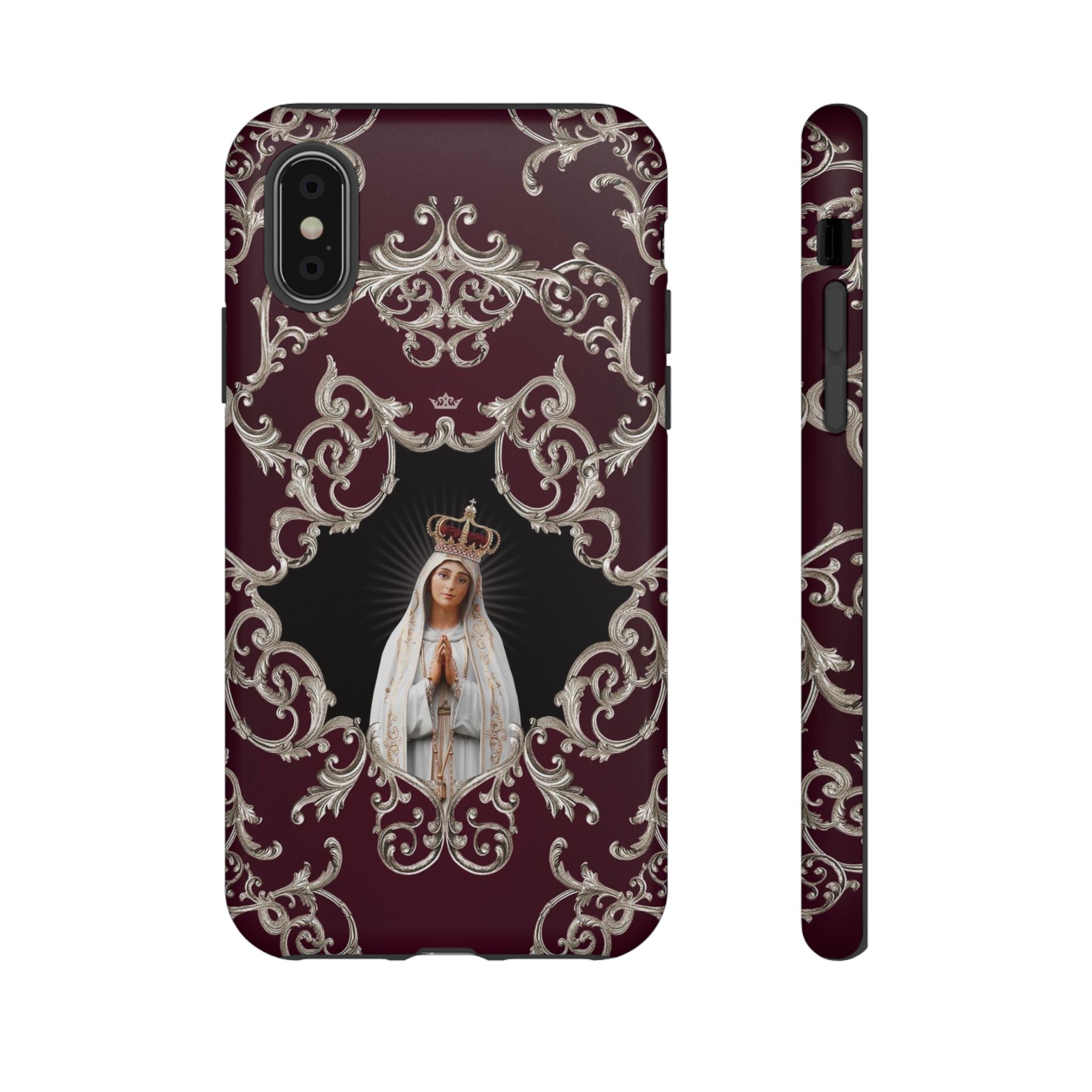 Our Lady of Fatima Hard Phone Case (Baroque Mahogany)