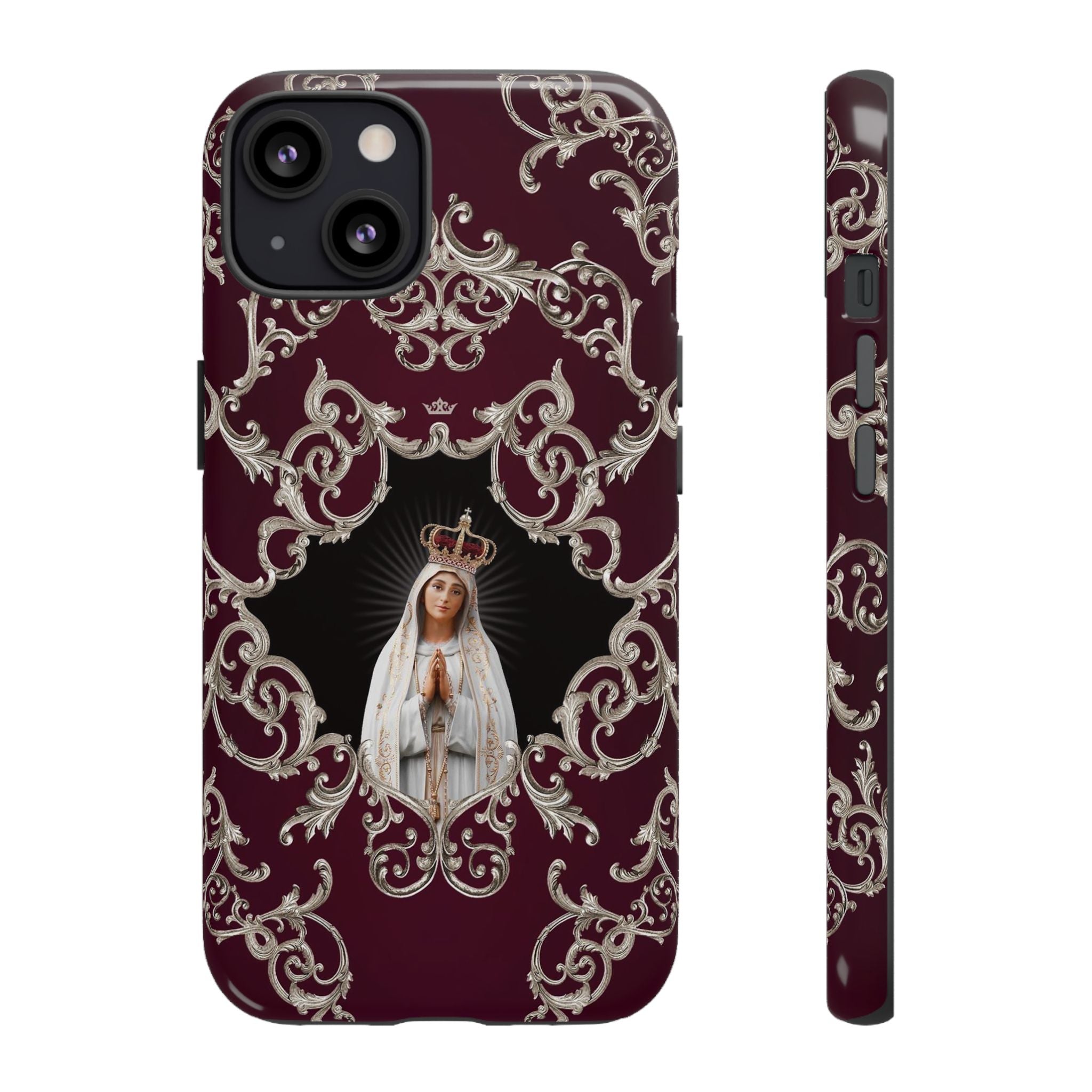 Our Lady of Fatima Hard Phone Case (Baroque Mahogany)