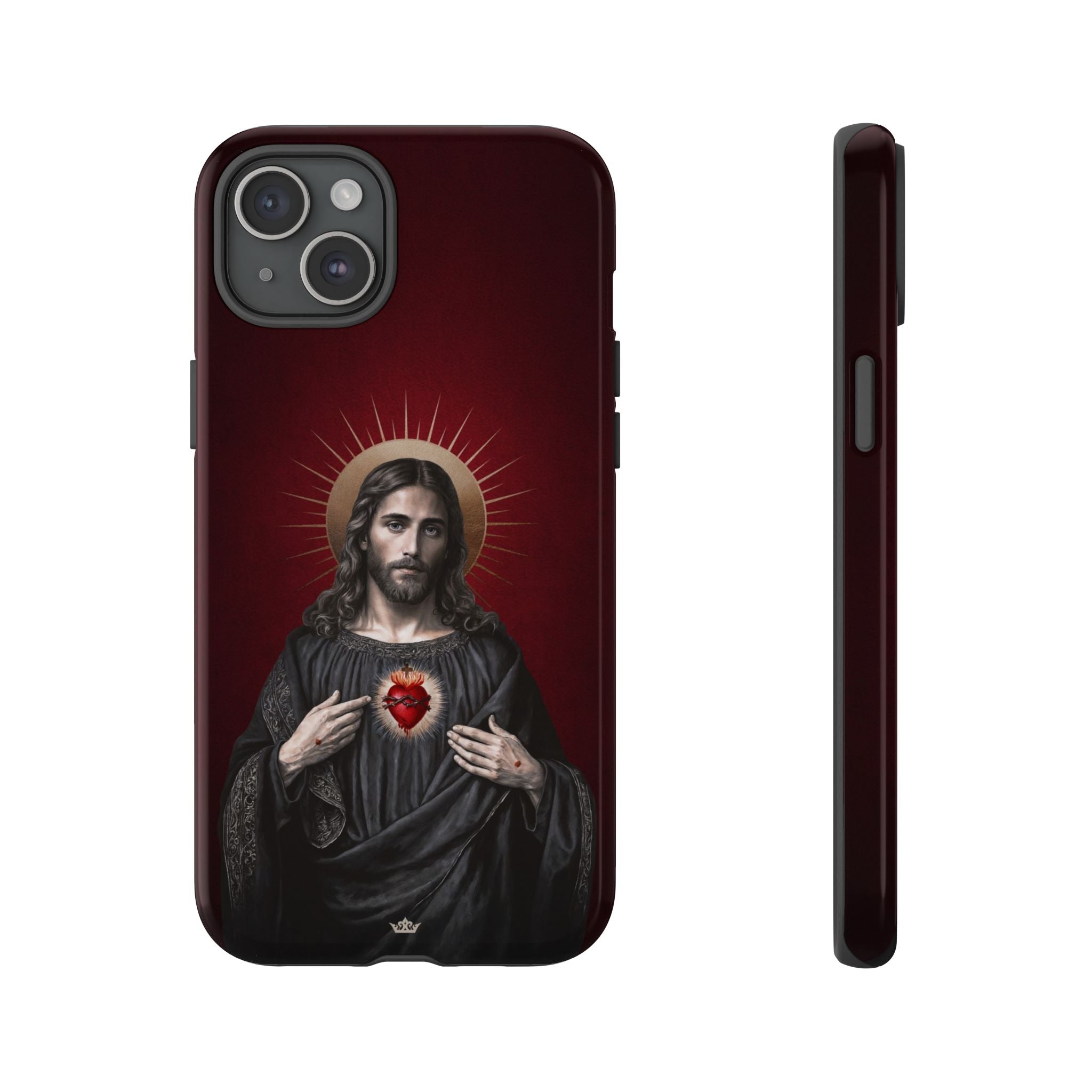 Sacred Heart of Jesus Hard Phone Case (Vintage Garnet)