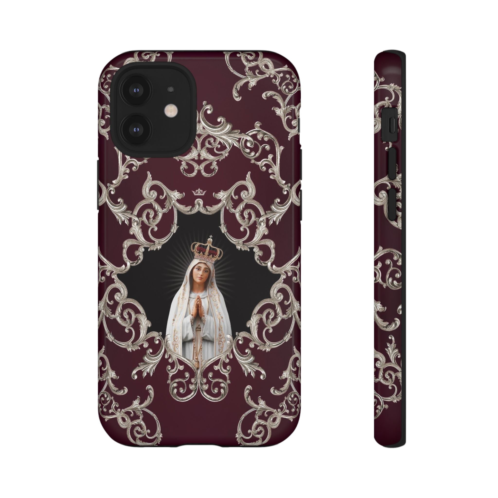 Our Lady of Fatima Hard Phone Case (Baroque Mahogany)