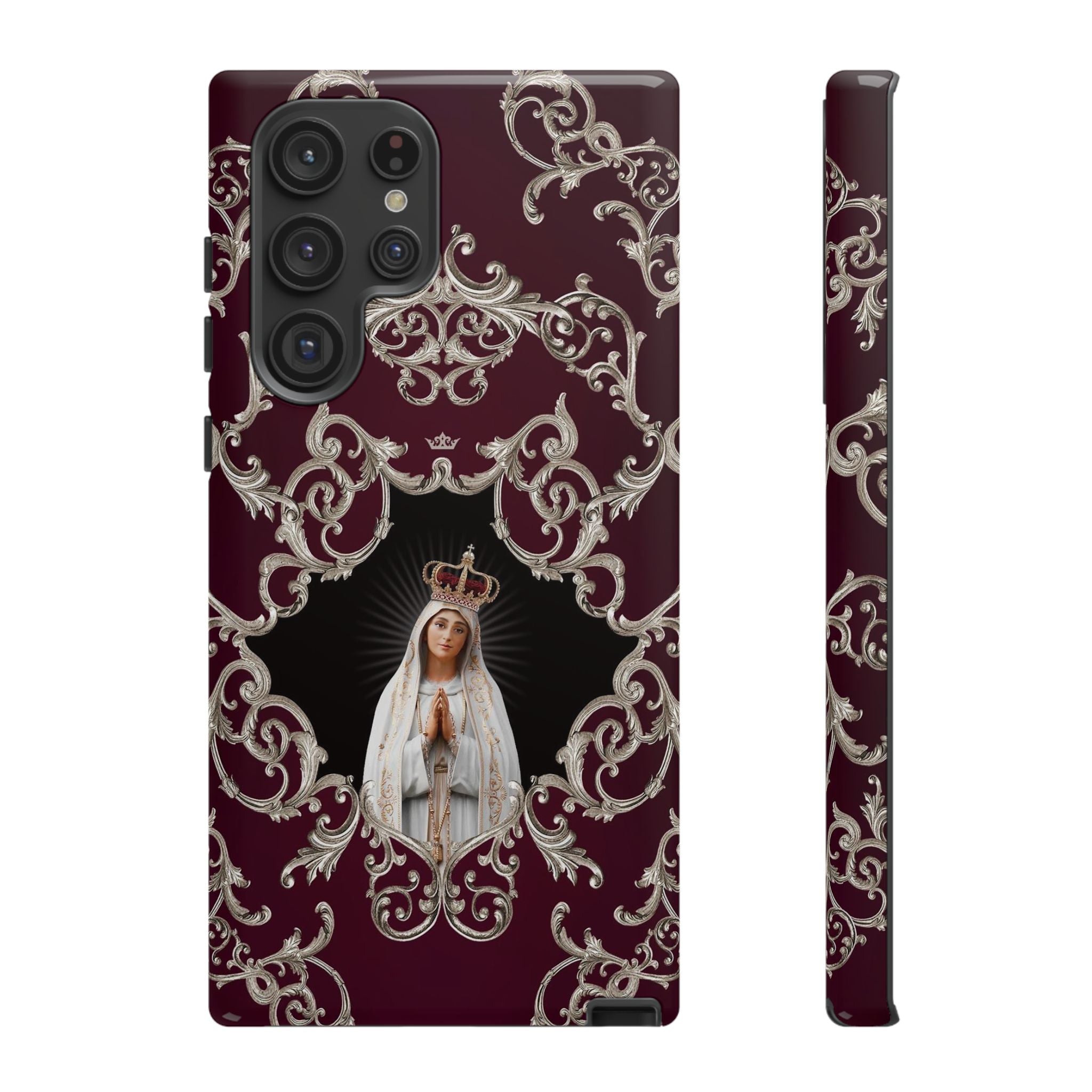 Our Lady of Fatima Hard Phone Case (Baroque Mahogany)