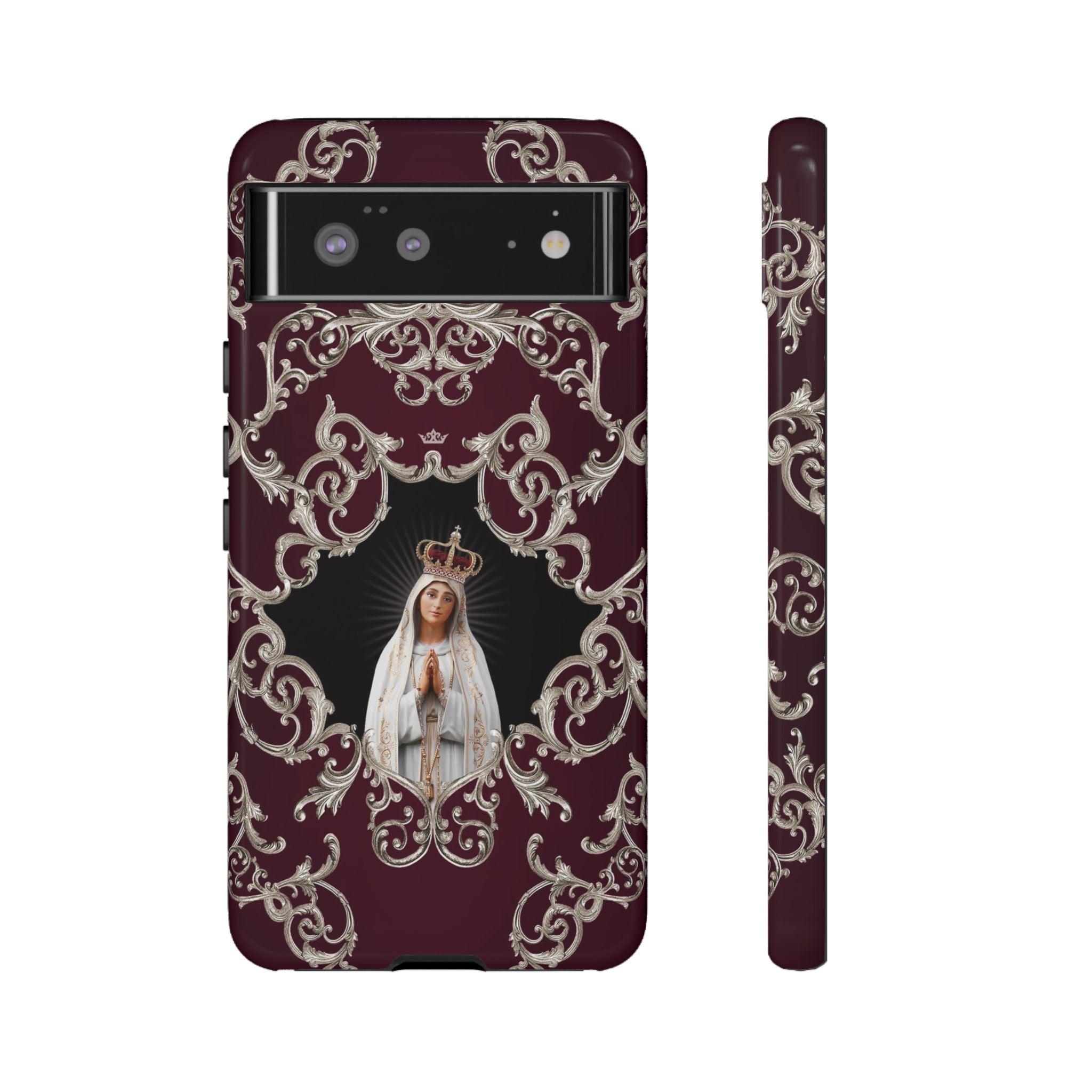 Our Lady of Fatima Hard Phone Case (Baroque Mahogany)