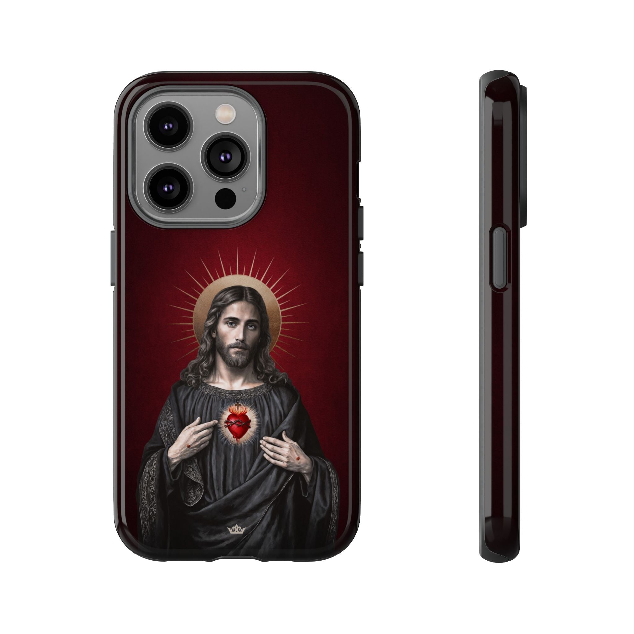 Sacred Heart of Jesus Hard Phone Case (Vintage Garnet)