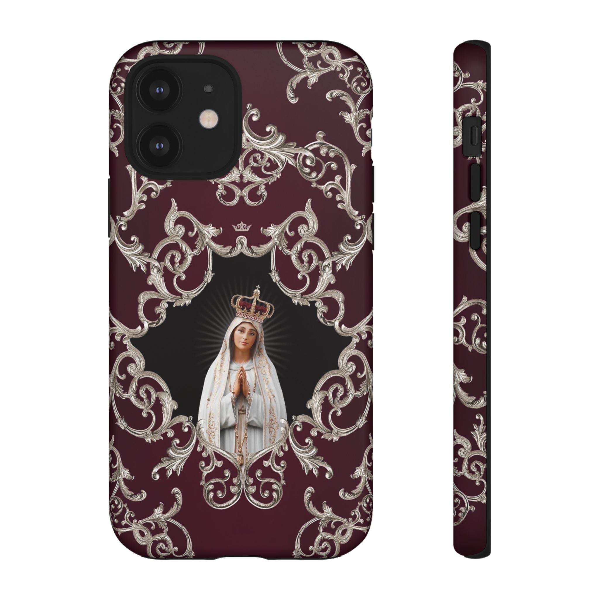 Our Lady of Fatima Hard Phone Case (Baroque Mahogany)