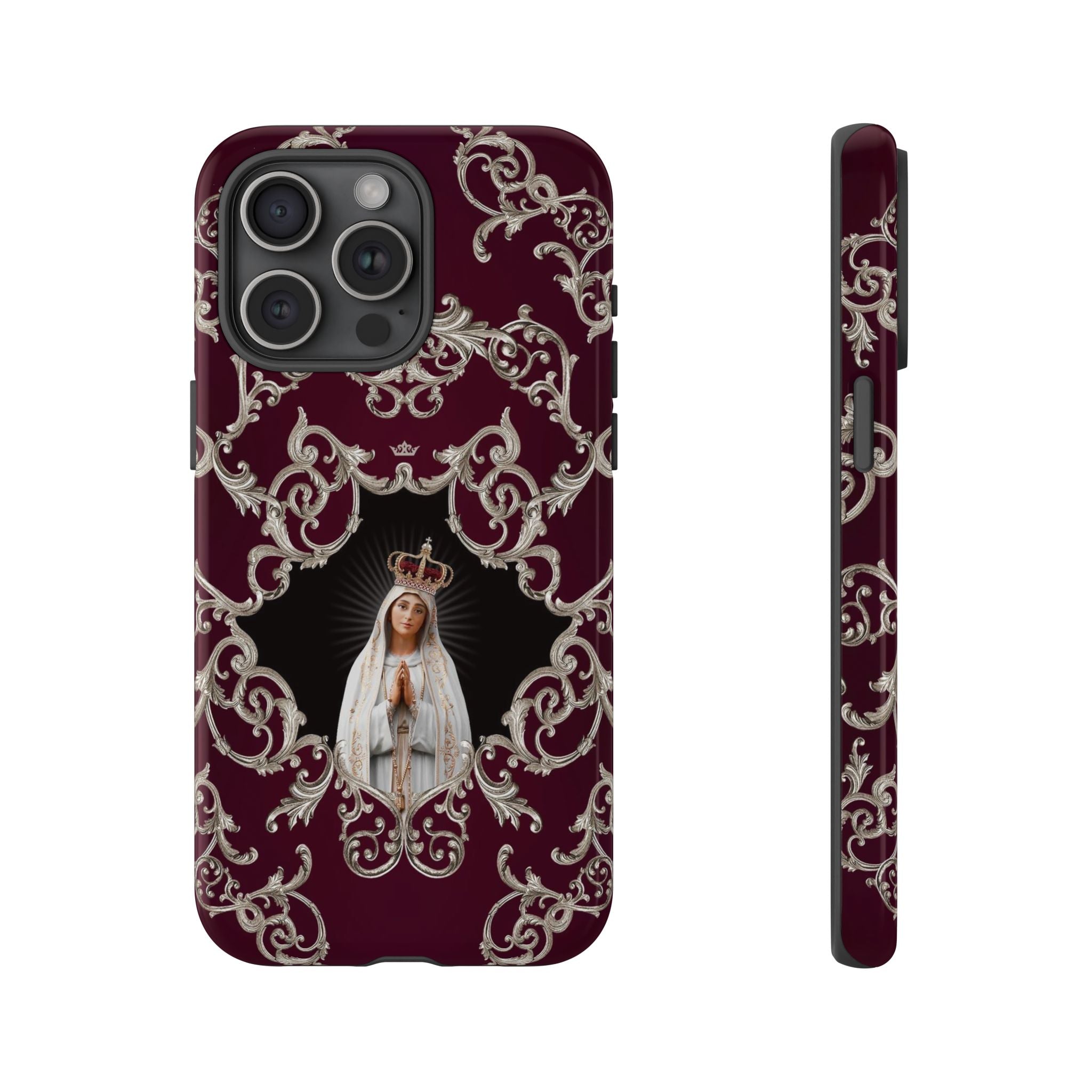 Our Lady of Fatima Hard Phone Case (Baroque Mahogany)