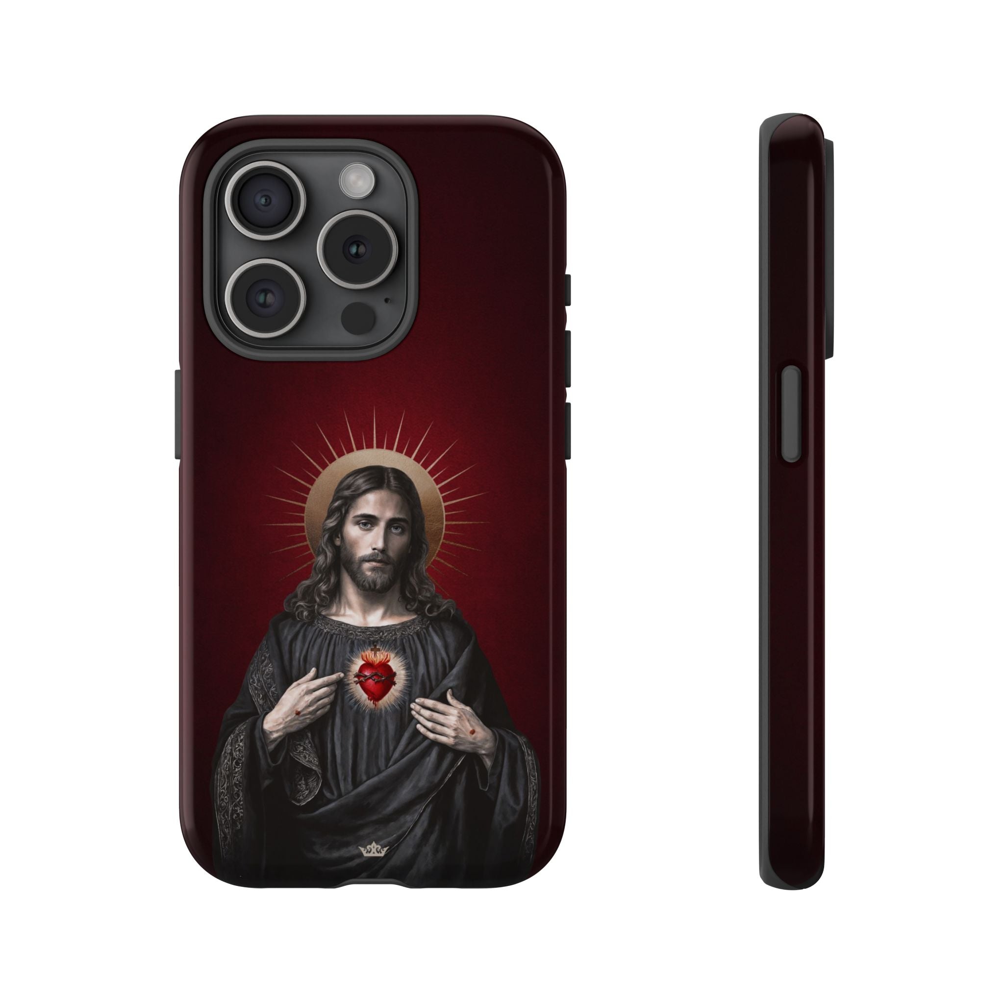 Sacred Heart of Jesus Hard Phone Case (Vintage Garnet)