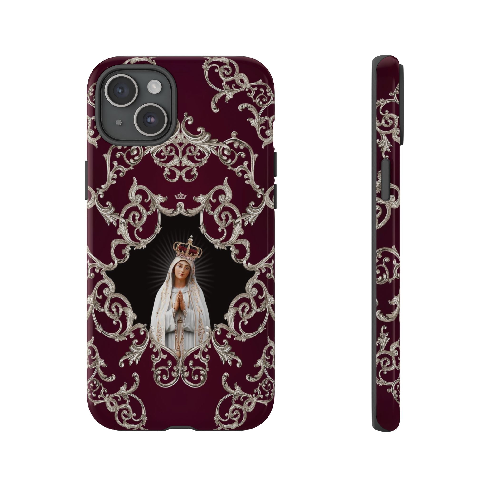 Our Lady of Fatima Hard Phone Case (Baroque Mahogany)