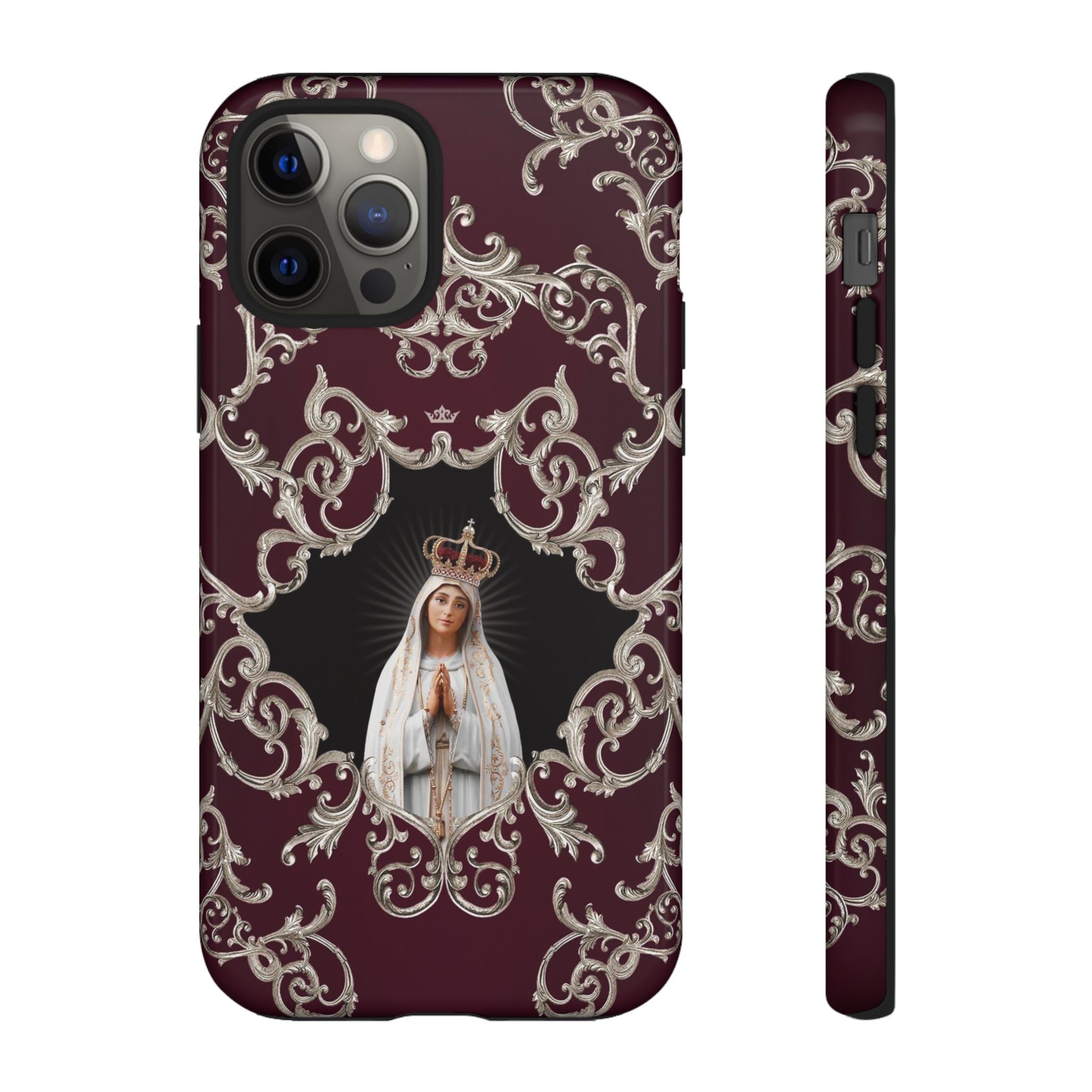 Our Lady of Fatima Hard Phone Case (Baroque Mahogany)