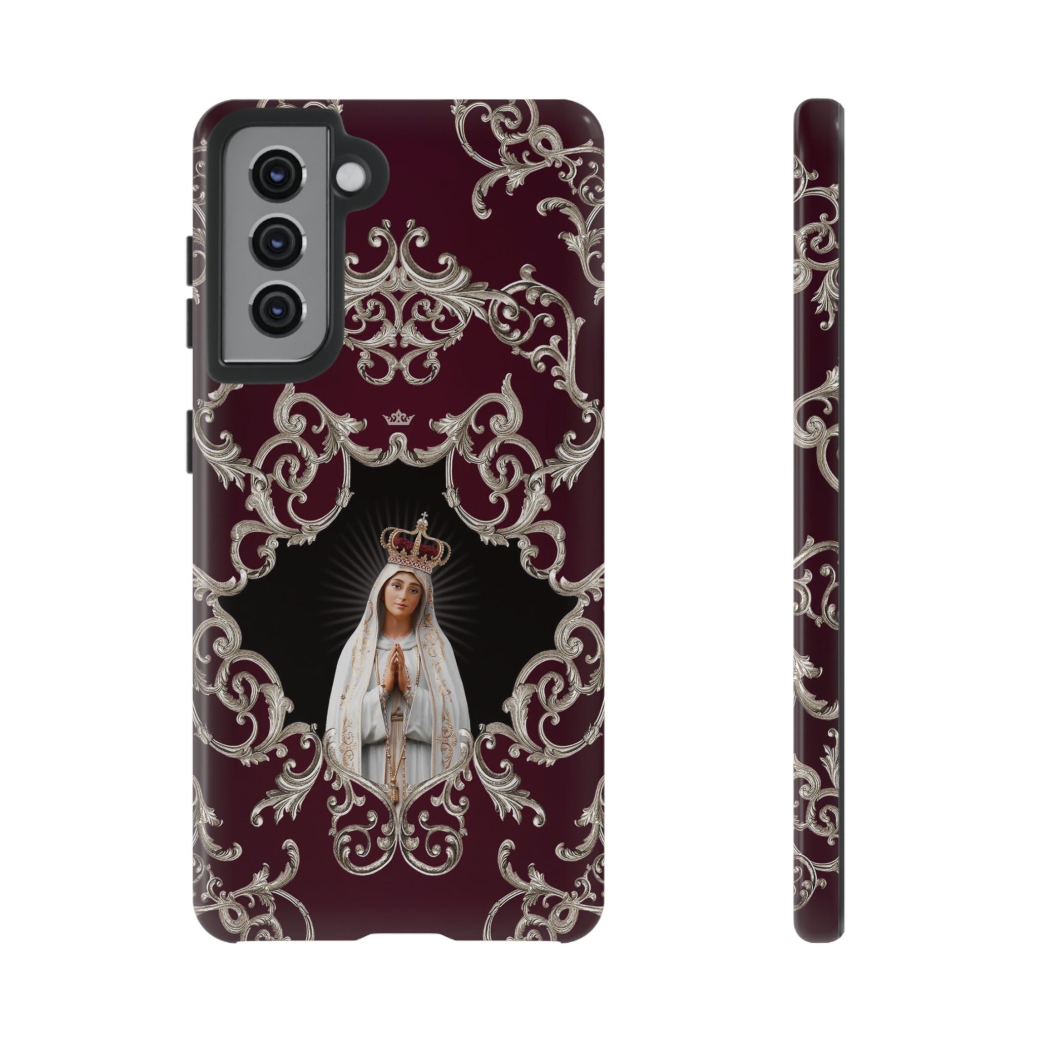 Our Lady of Fatima Hard Phone Case (Baroque Mahogany)