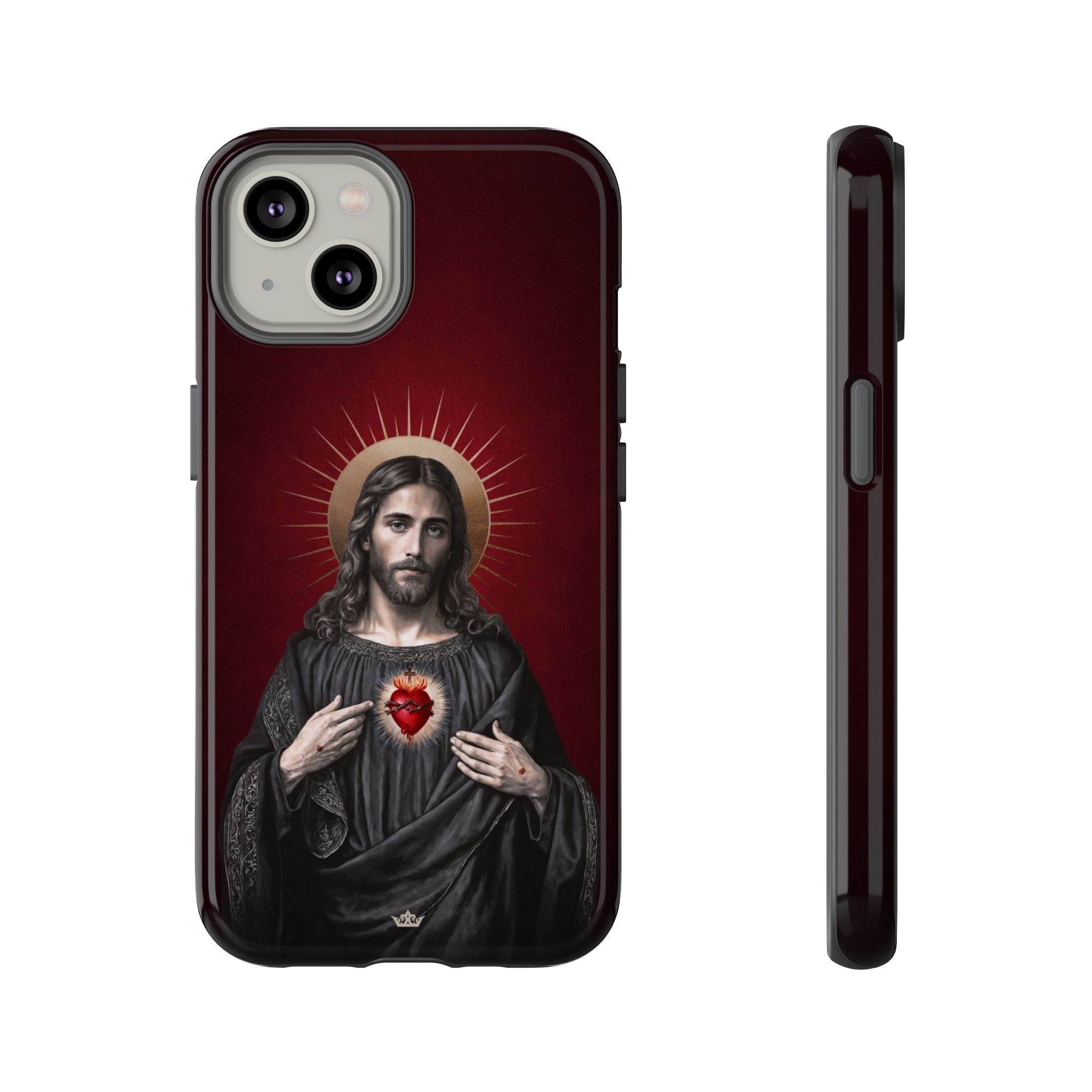 Sacred Heart of Jesus Hard Phone Case (Vintage Garnet)