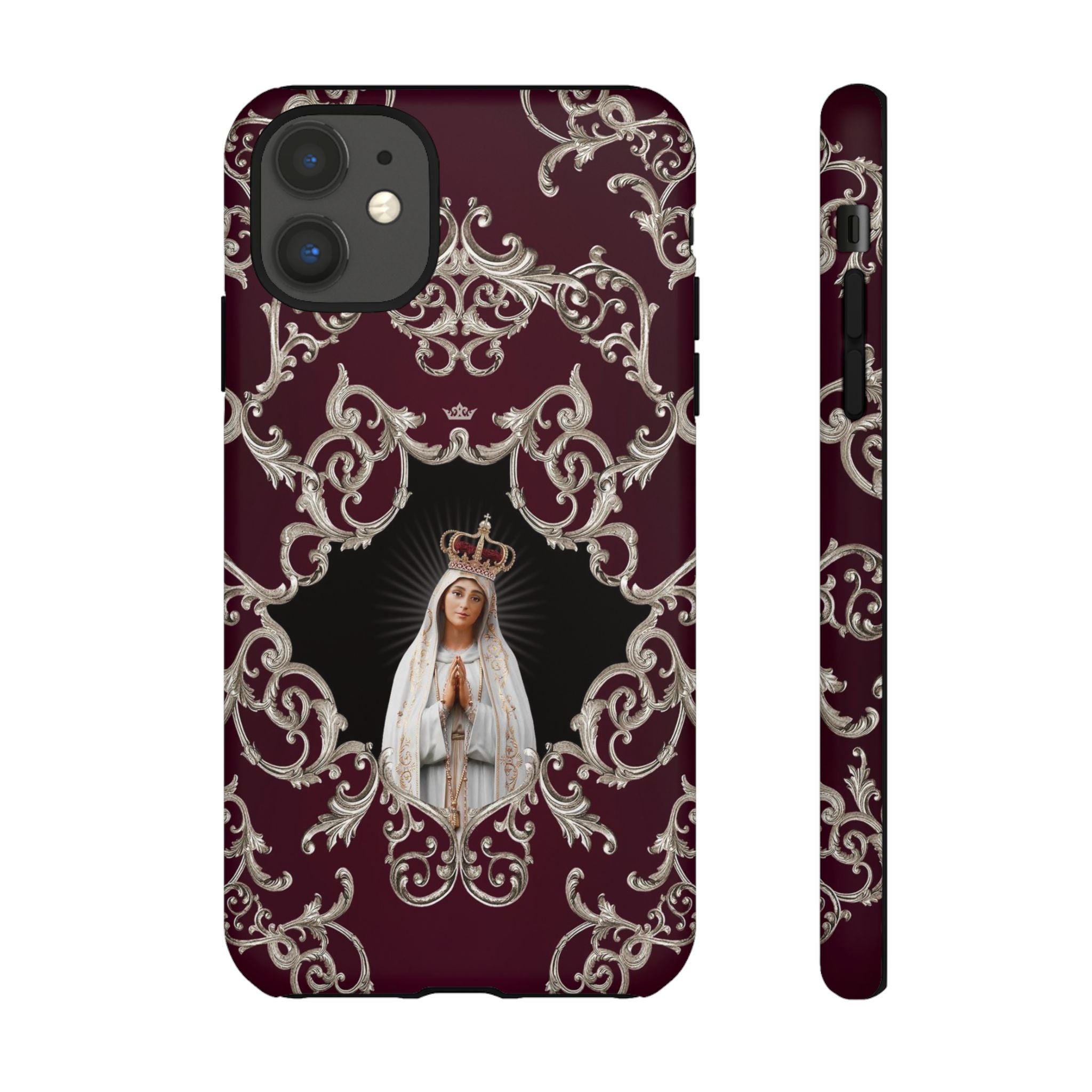 Our Lady of Fatima Hard Phone Case (Baroque Mahogany)