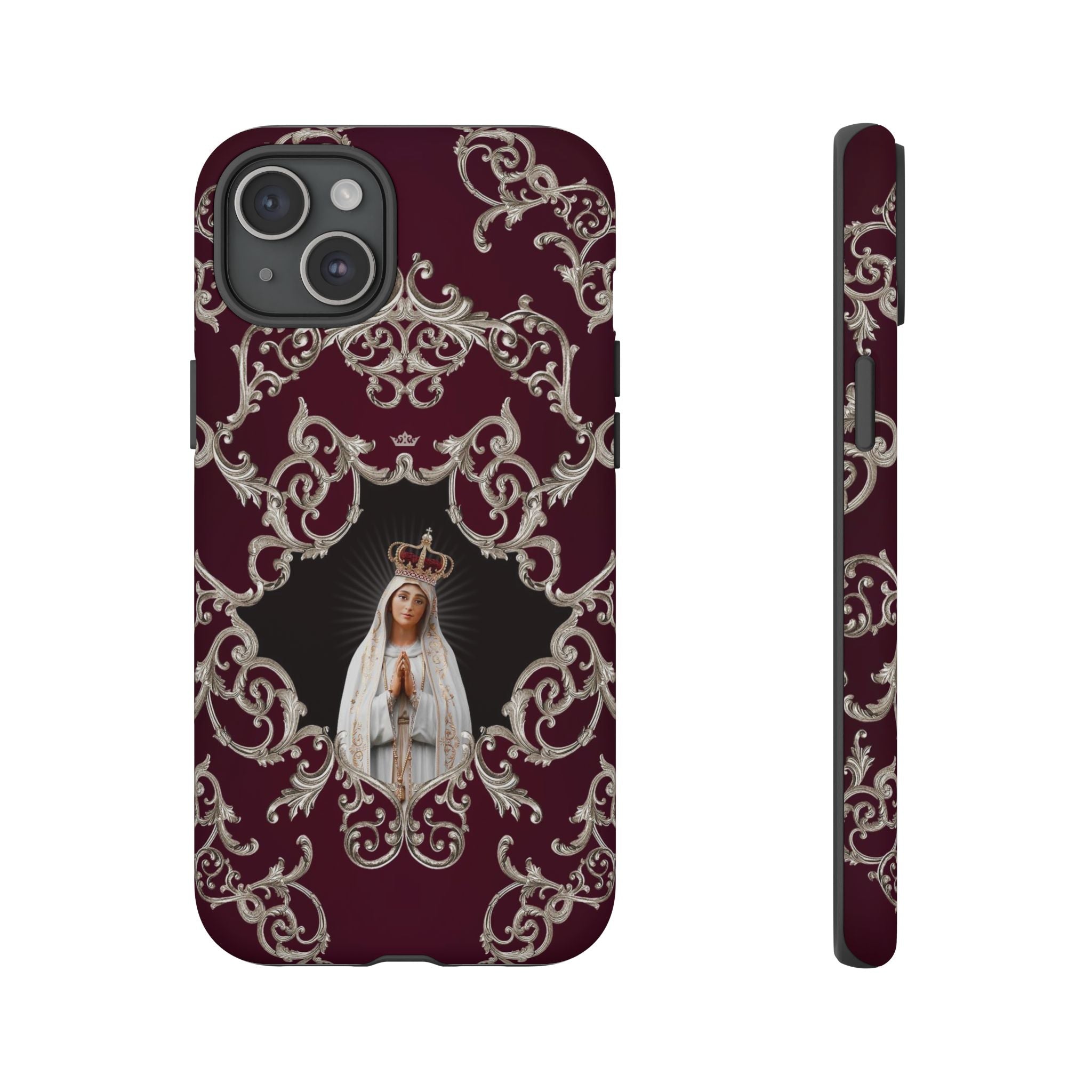 Our Lady of Fatima Hard Phone Case (Baroque Mahogany)