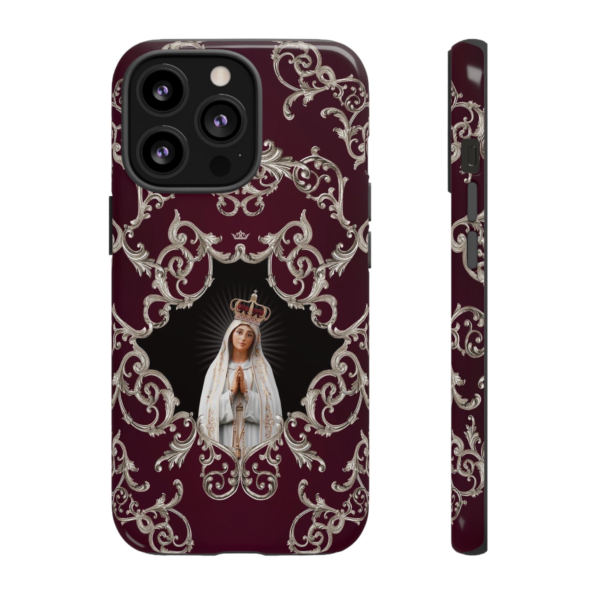 Our Lady of Fatima Hard Phone Case (Baroque Mahogany)