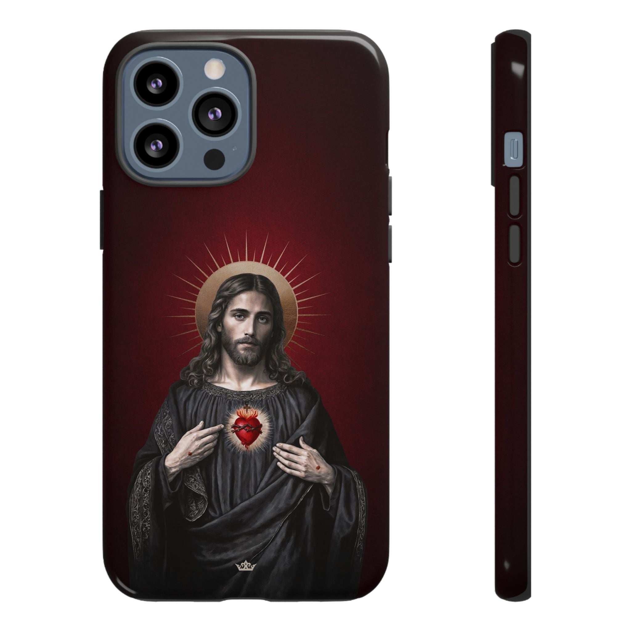 Sacred Heart of Jesus Hard Phone Case (Vintage Garnet)