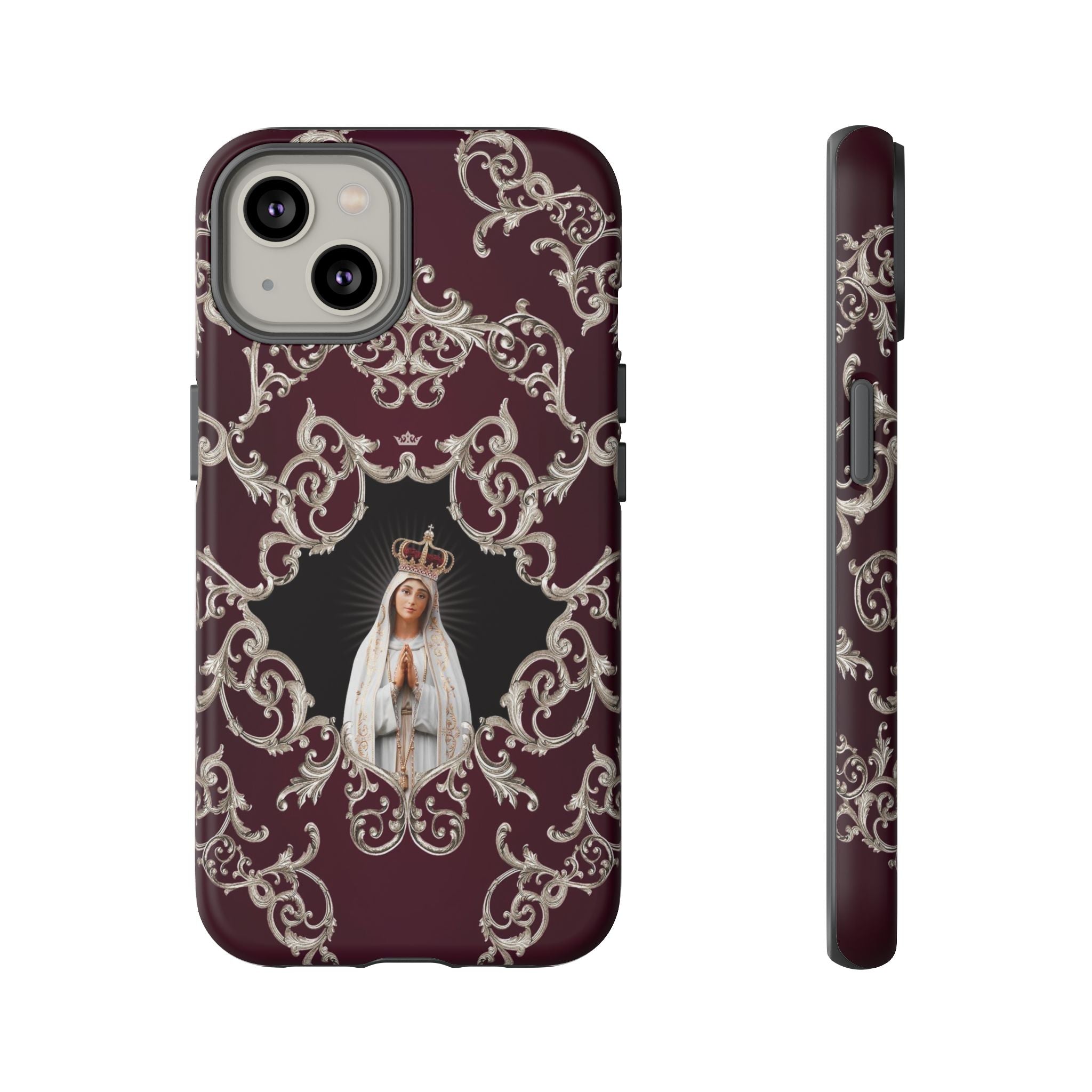 Our Lady of Fatima Hard Phone Case (Baroque Mahogany)