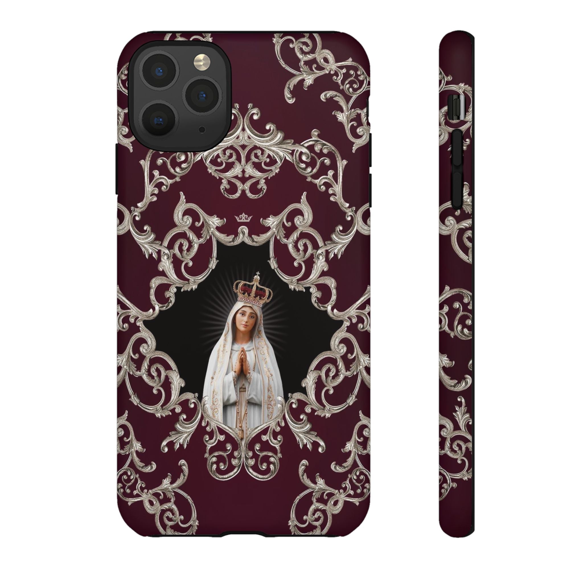 Our Lady of Fatima Hard Phone Case (Baroque Mahogany)