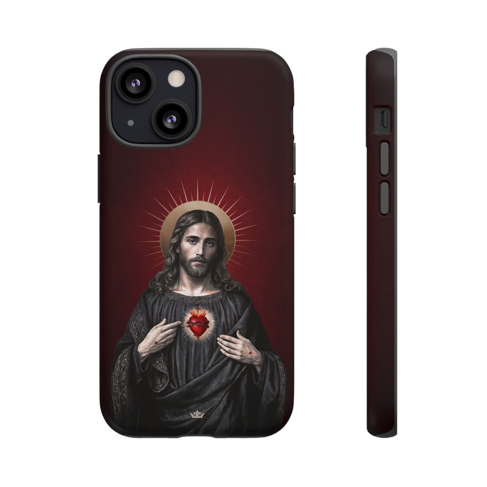 Sacred Heart of Jesus Hard Phone Case (Vintage Garnet)