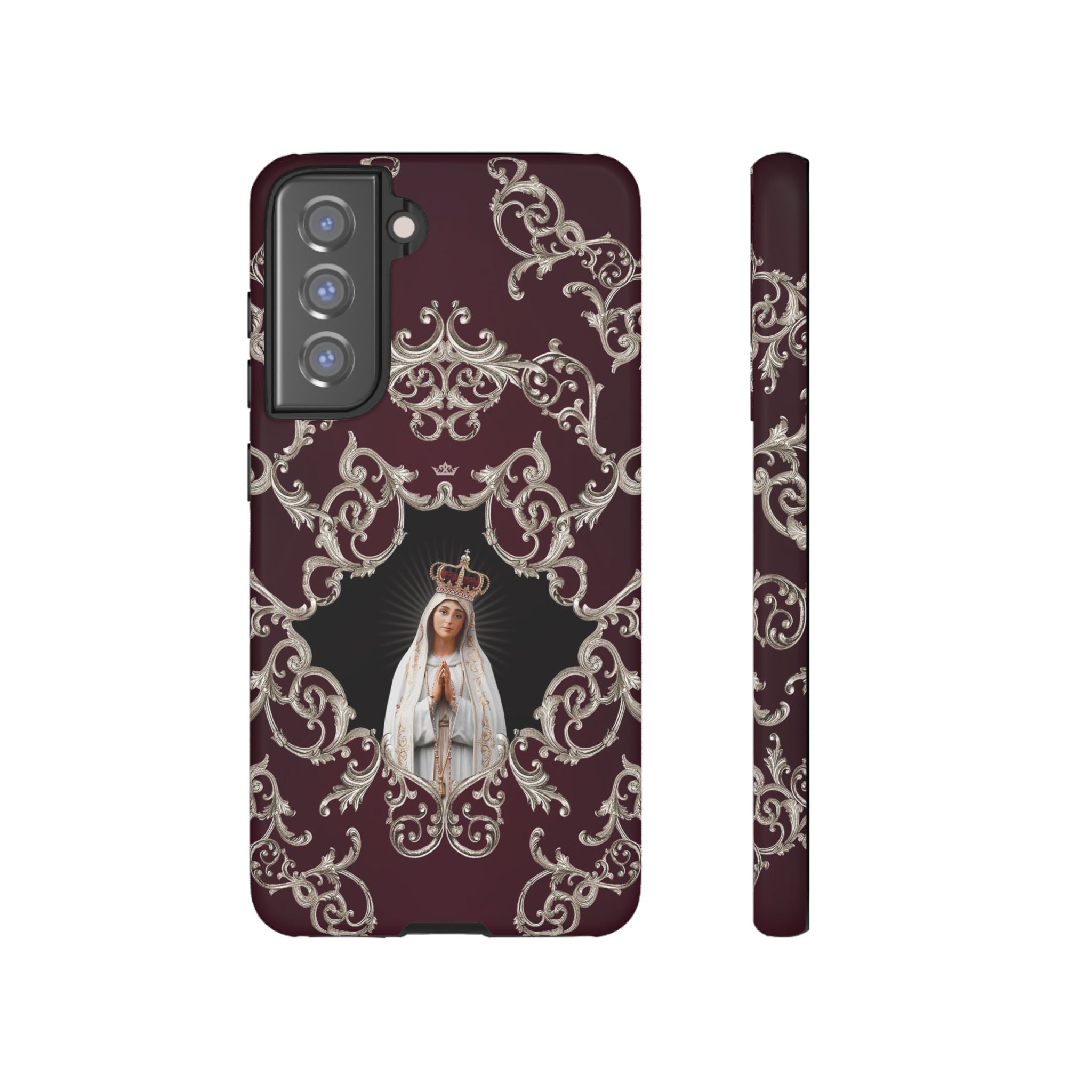 Our Lady of Fatima Hard Phone Case (Baroque Mahogany)