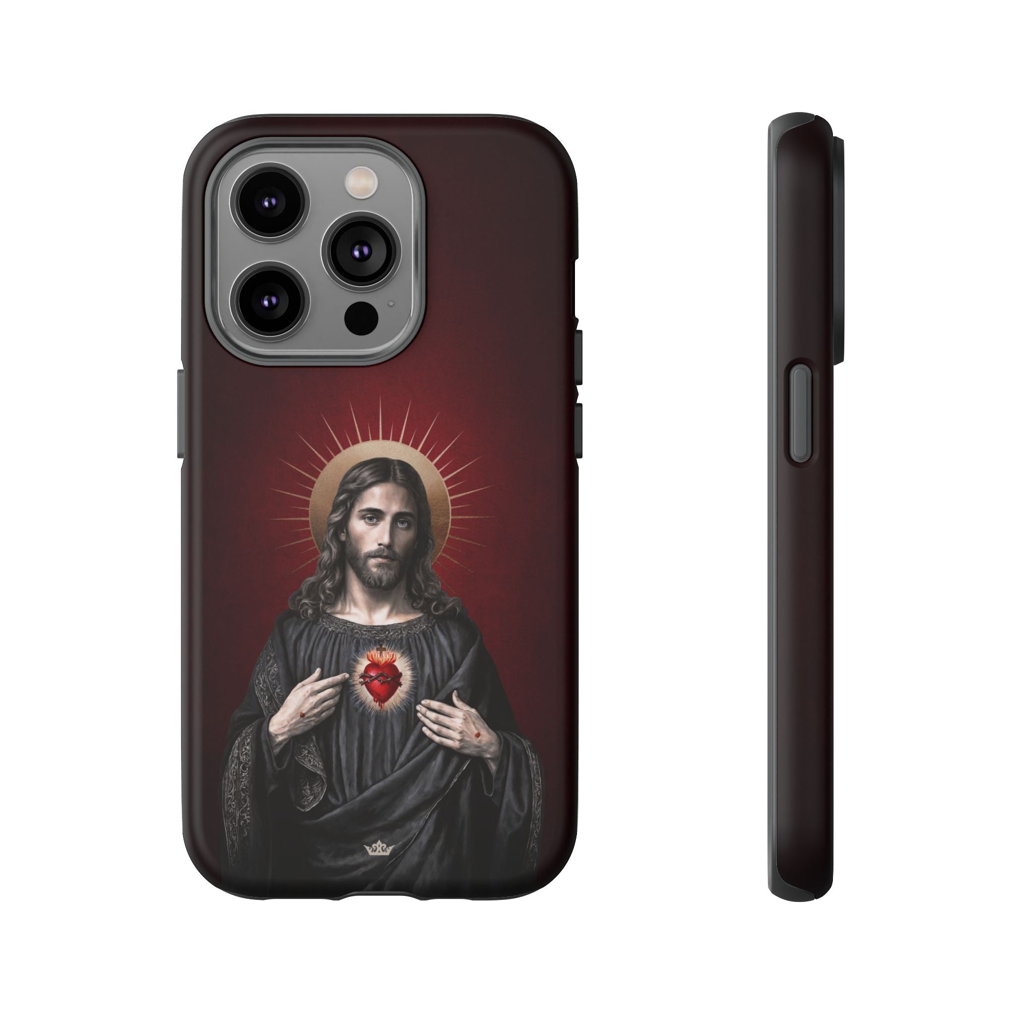 Sacred Heart of Jesus Hard Phone Case (Vintage Garnet)