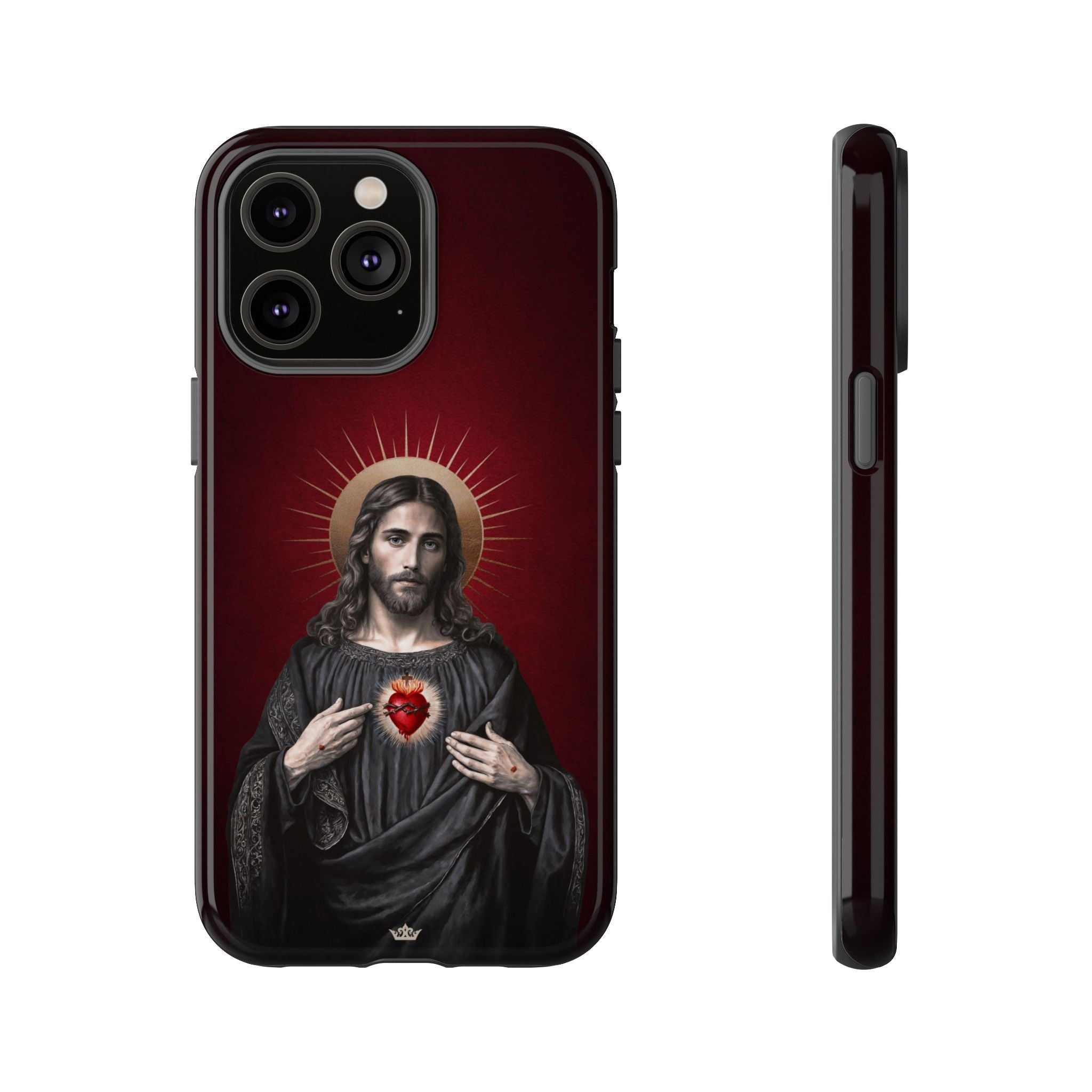 Sacred Heart of Jesus Hard Phone Case (Vintage Garnet)