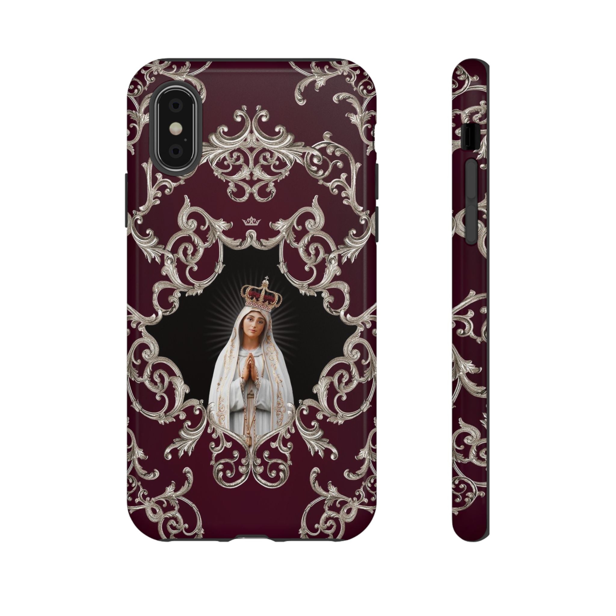 Our Lady of Fatima Hard Phone Case (Baroque Mahogany)