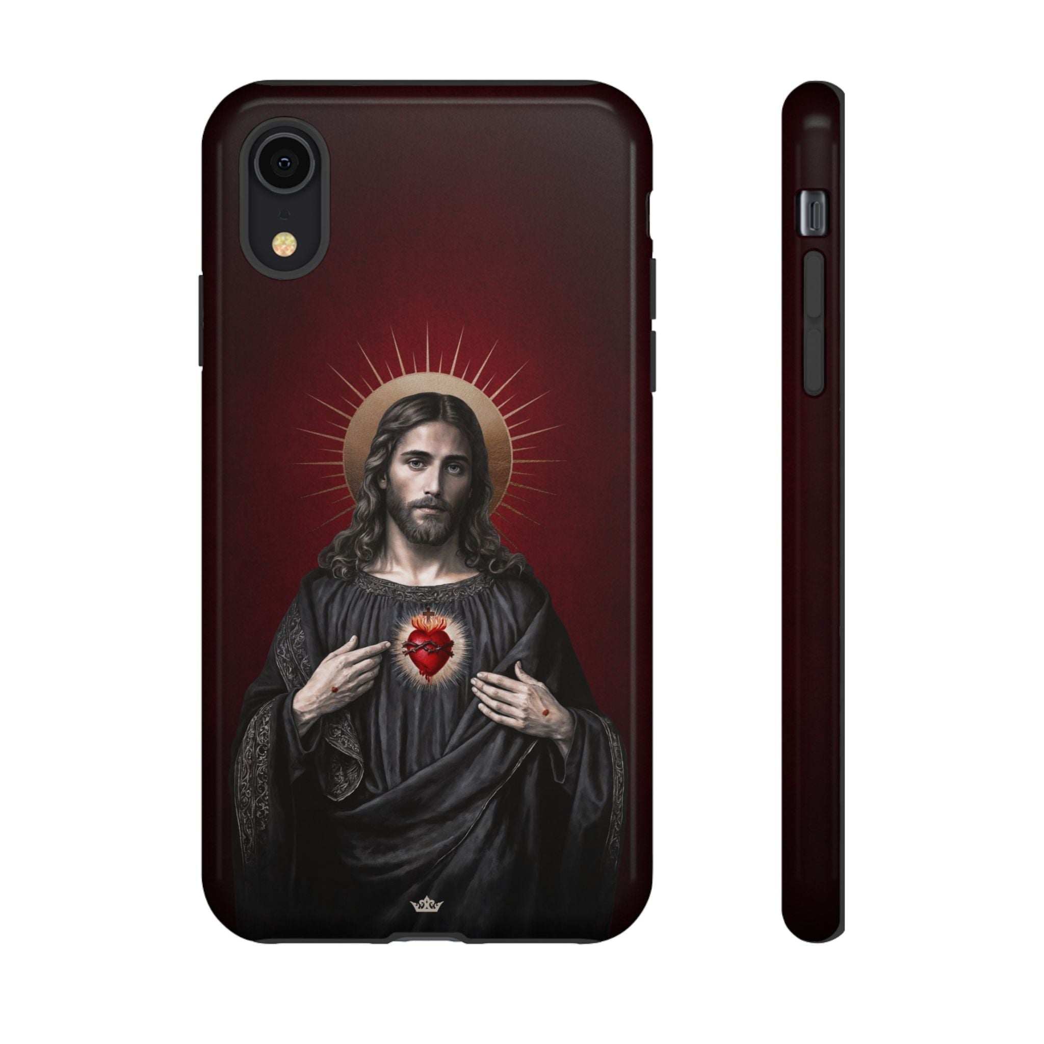 Sacred Heart of Jesus Hard Phone Case (Vintage Garnet)