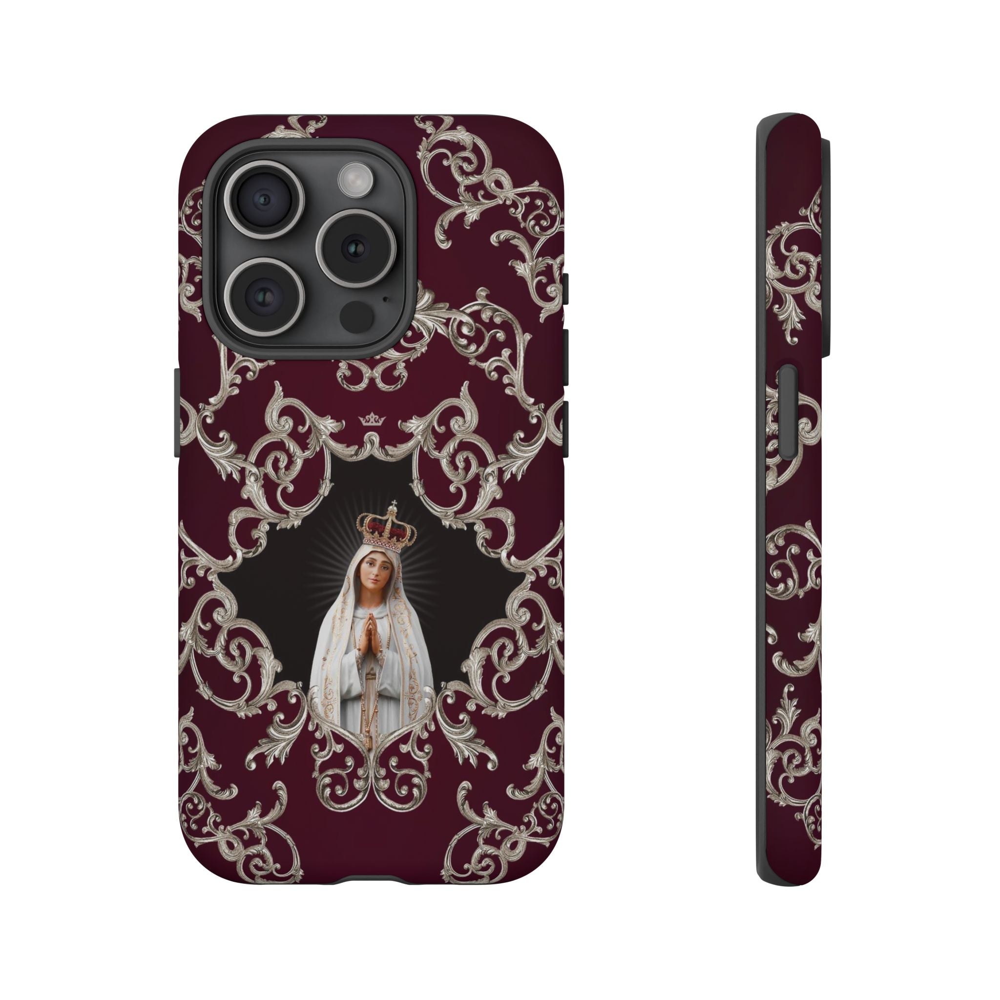 Our Lady of Fatima Hard Phone Case (Baroque Mahogany)