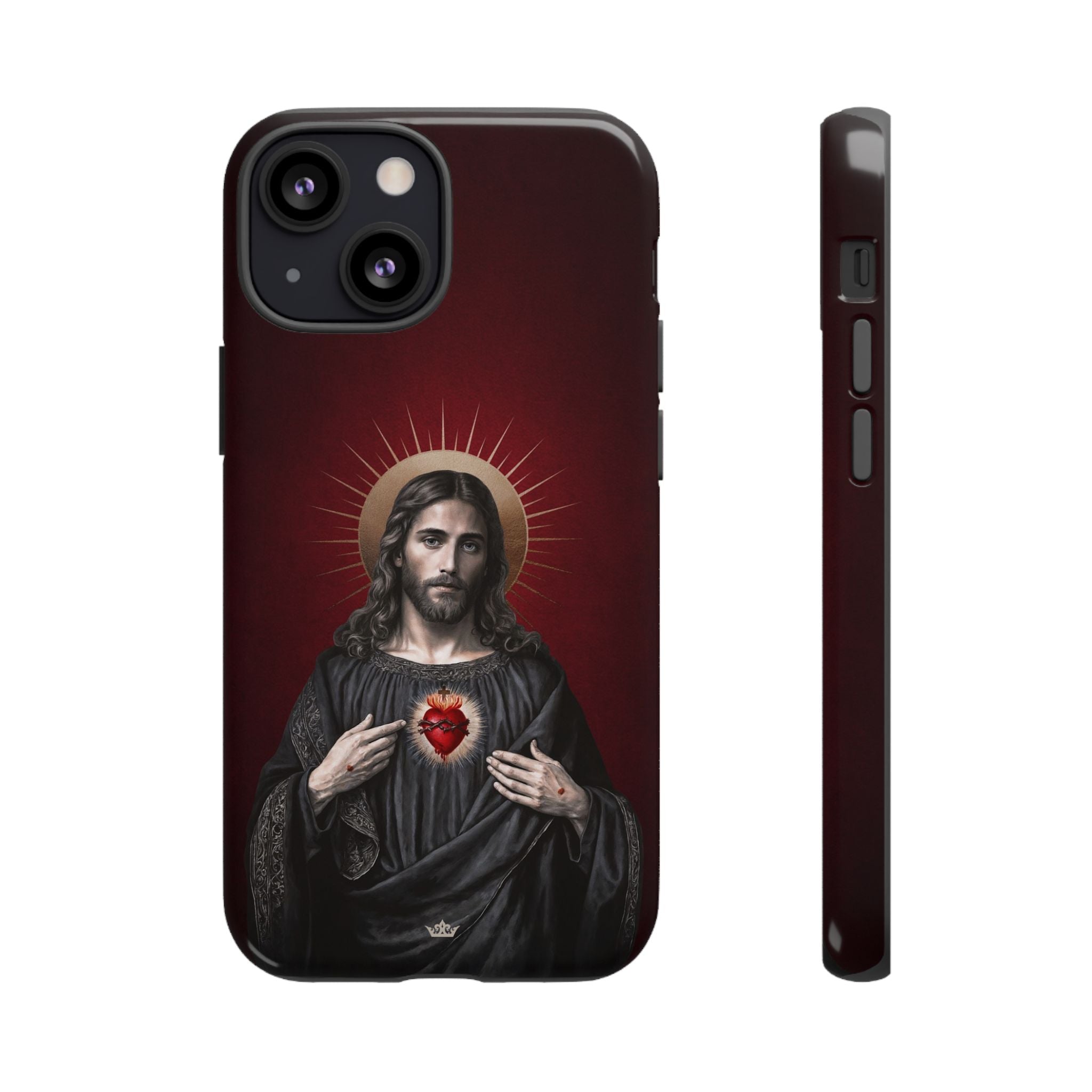 Sacred Heart of Jesus Hard Phone Case (Vintage Garnet)