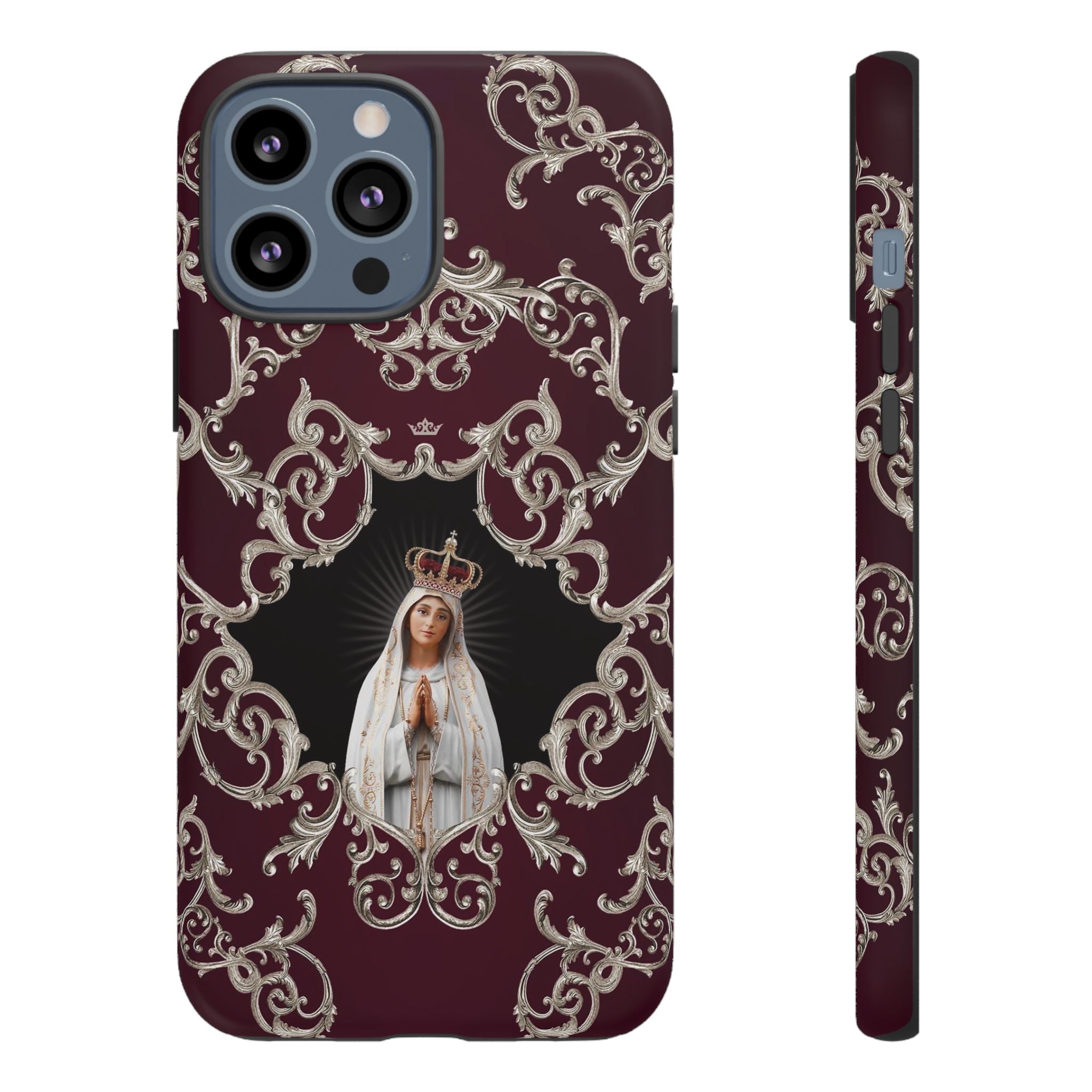 Our Lady of Fatima Hard Phone Case (Baroque Mahogany)