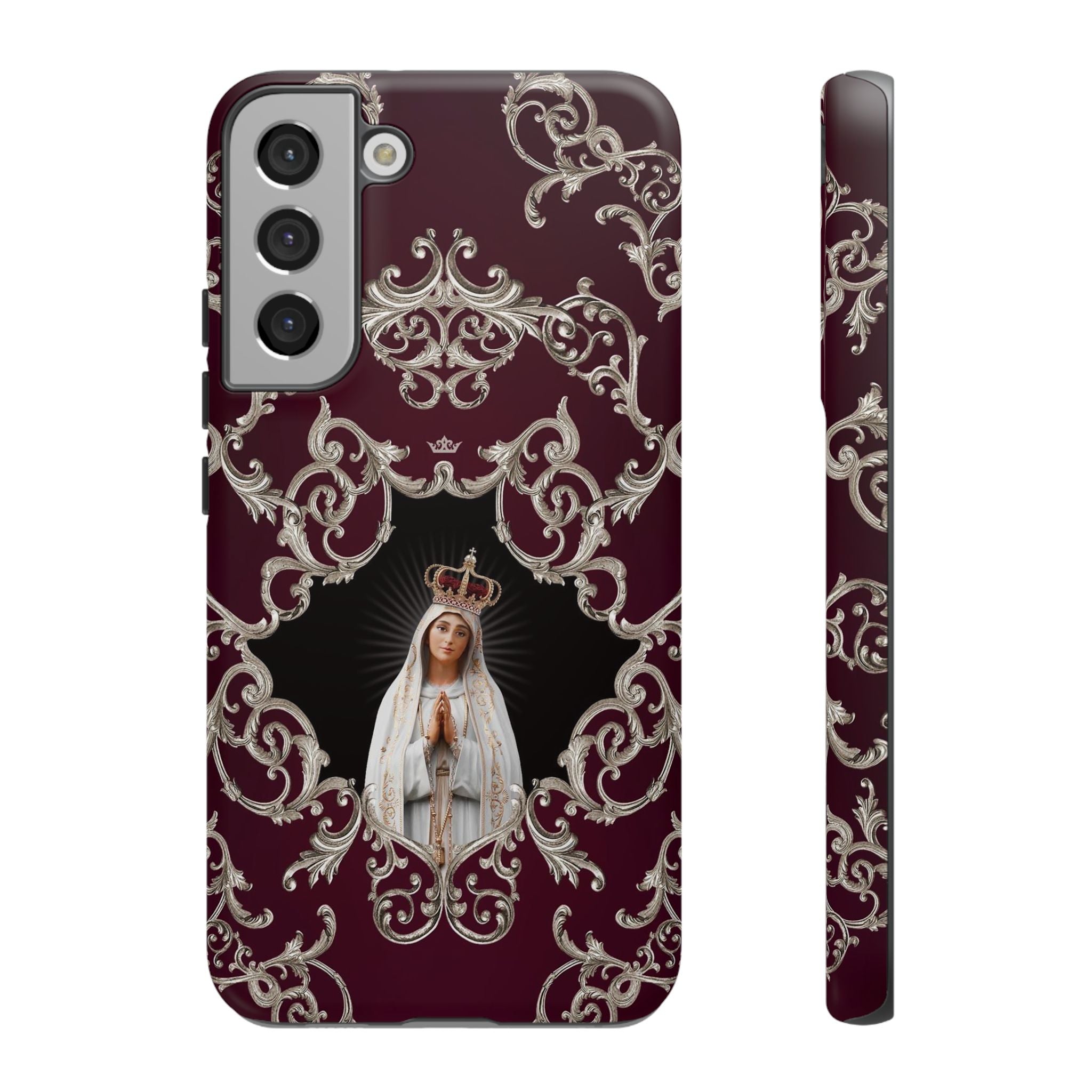 Our Lady of Fatima Hard Phone Case (Baroque Mahogany)