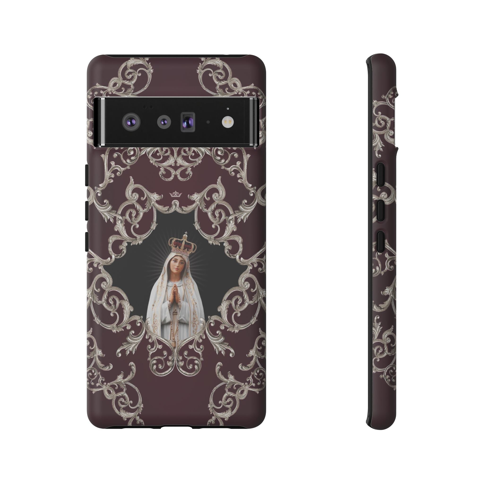 Our Lady of Fatima Hard Phone Case (Baroque Mahogany)