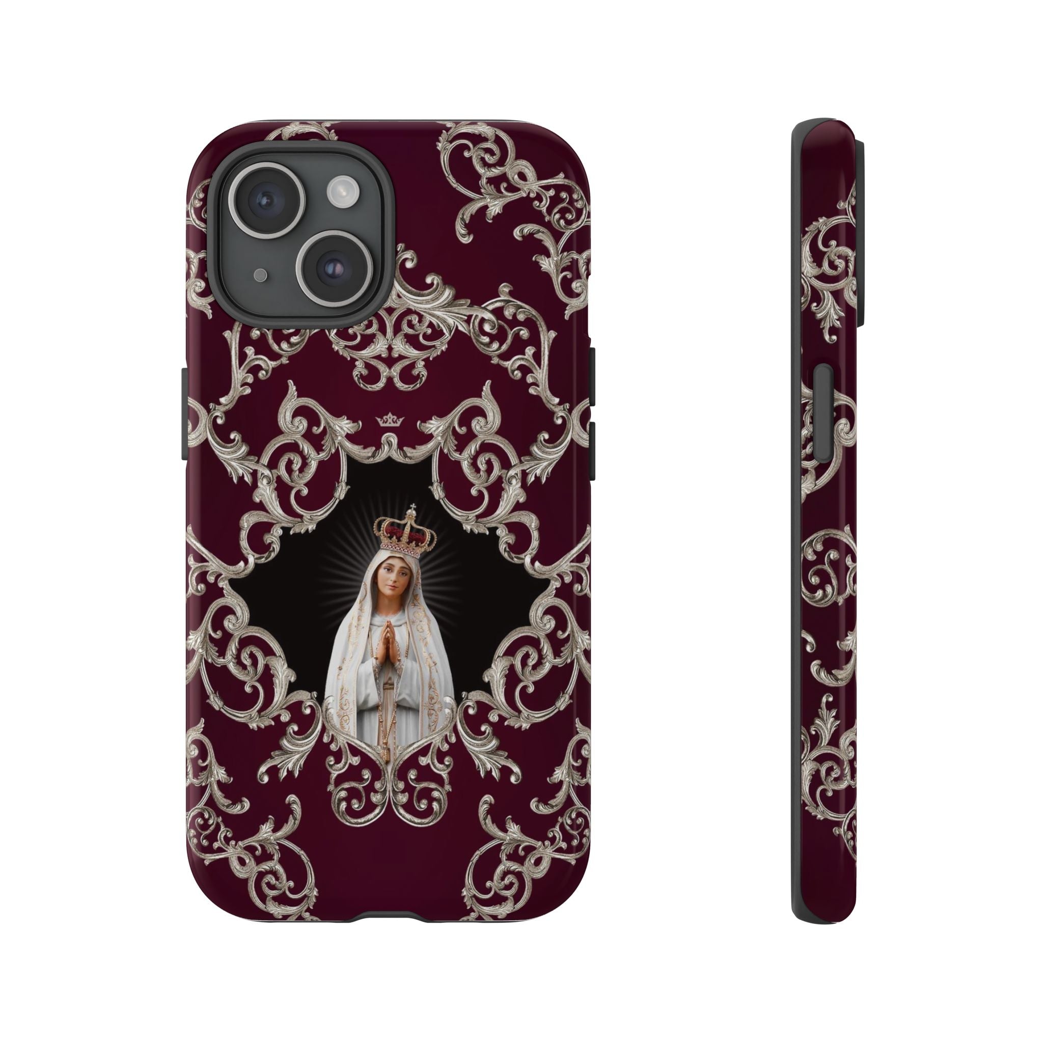 Our Lady of Fatima Hard Phone Case (Baroque Mahogany)