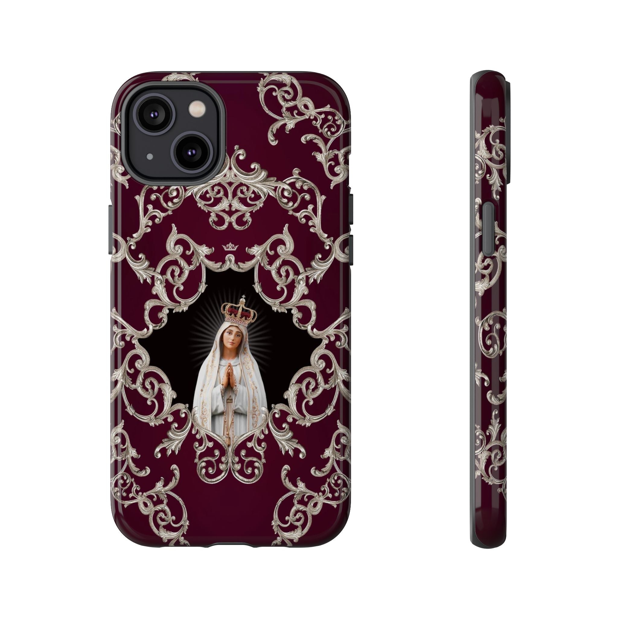 Our Lady of Fatima Hard Phone Case (Baroque Mahogany)